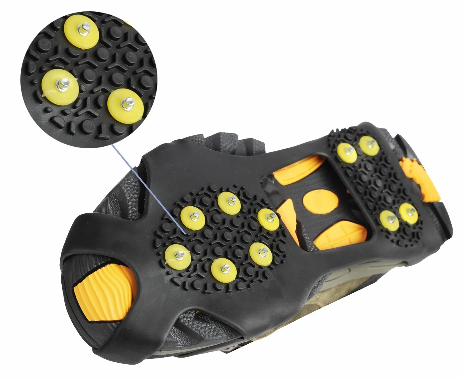 Tacchetti da ghiaccio Willceal, pinze da ghiaccio Traction Cleats Scarpe e stivali Rubber Snow Shoe Spikes Ramponi con 10 (10 prigionieri extra)