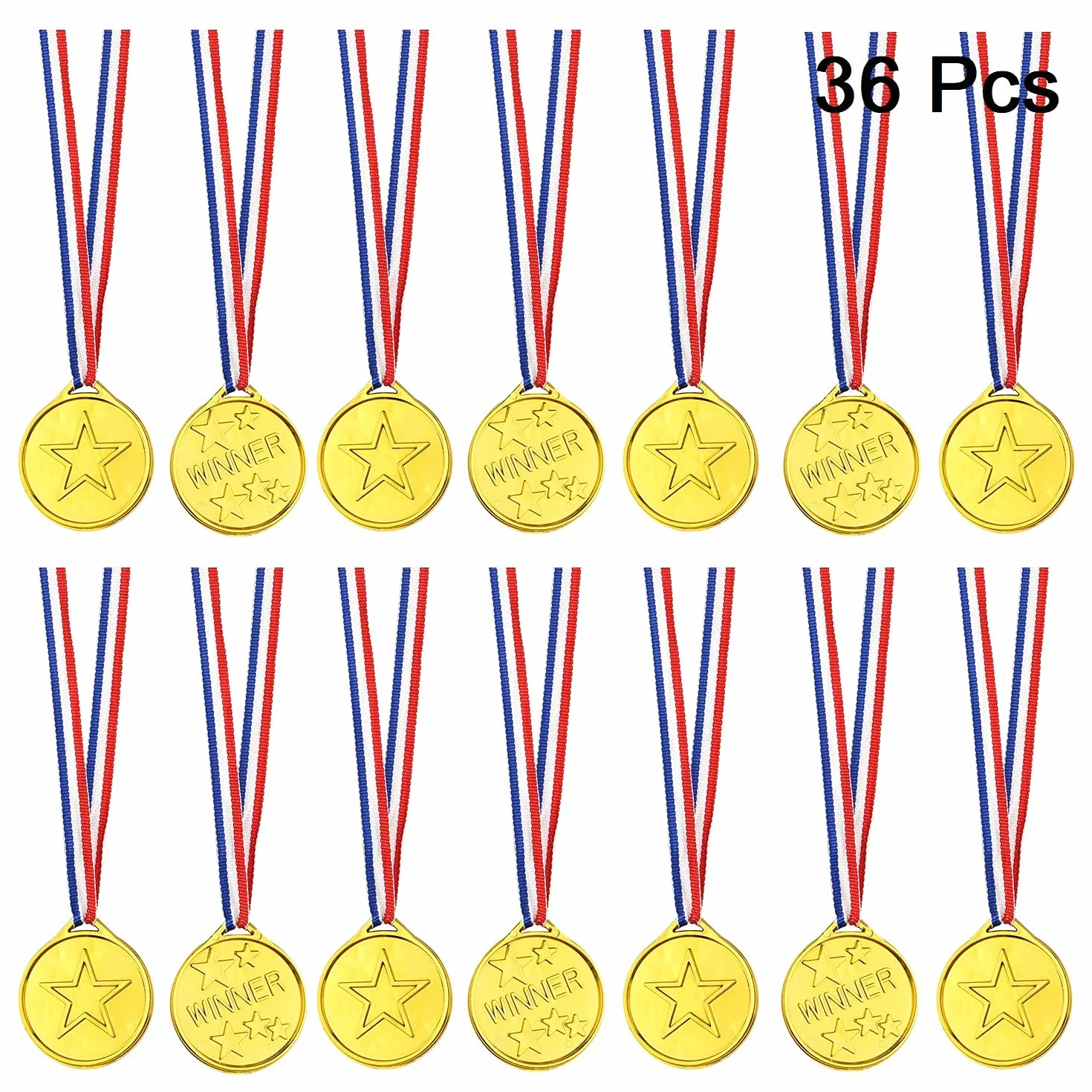 FEPITO 36 Pezzi Medaglie d'Oro per Bambini Plastica Decorazioni Bomboniere Premi Sportivi