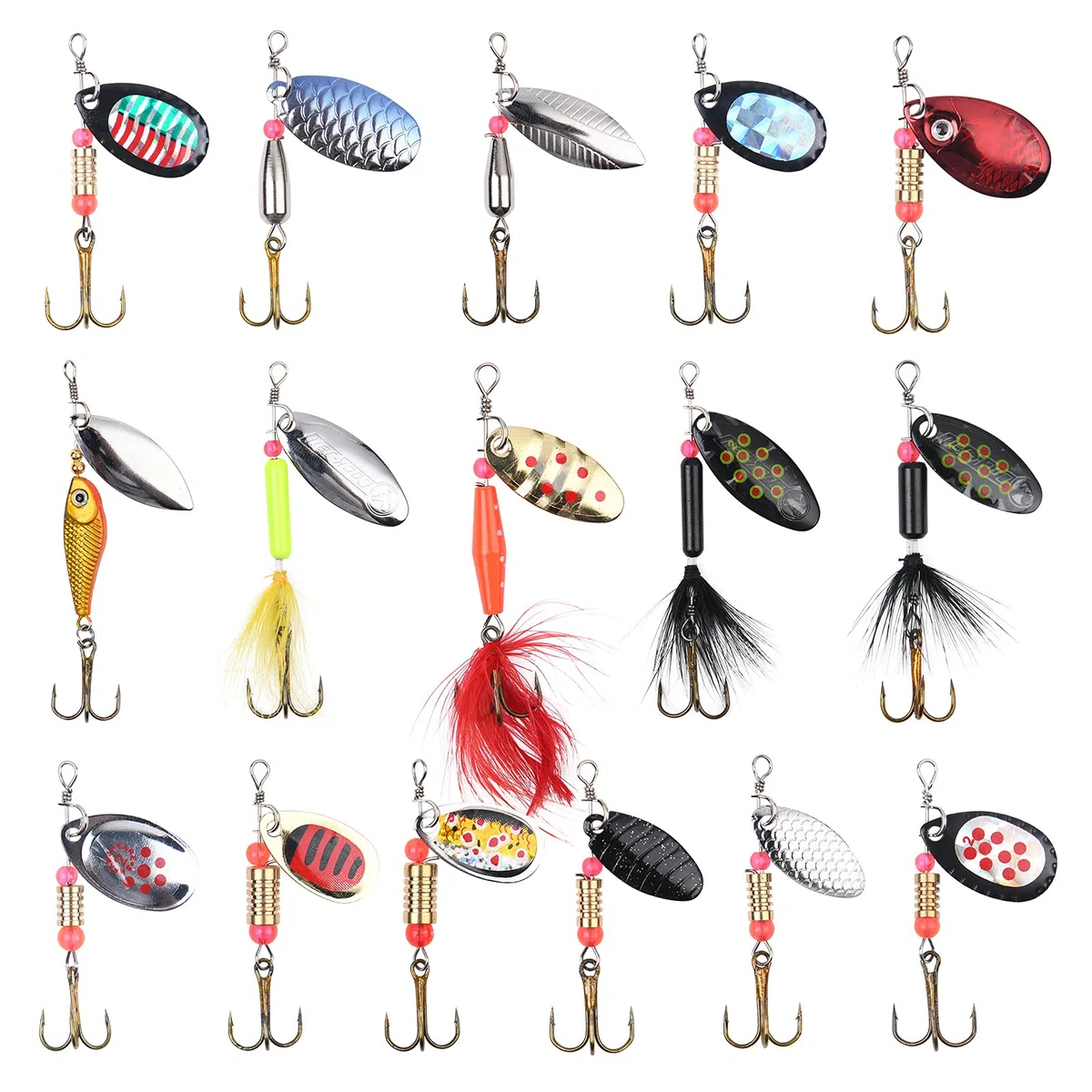 Vicloon Set di 16 Pezzi di Esche per La Pesca alla Trota,Cucchiaini da Pesca Esche Artificiali Spinning per Trota, Persico,Luccio Spoon Kit