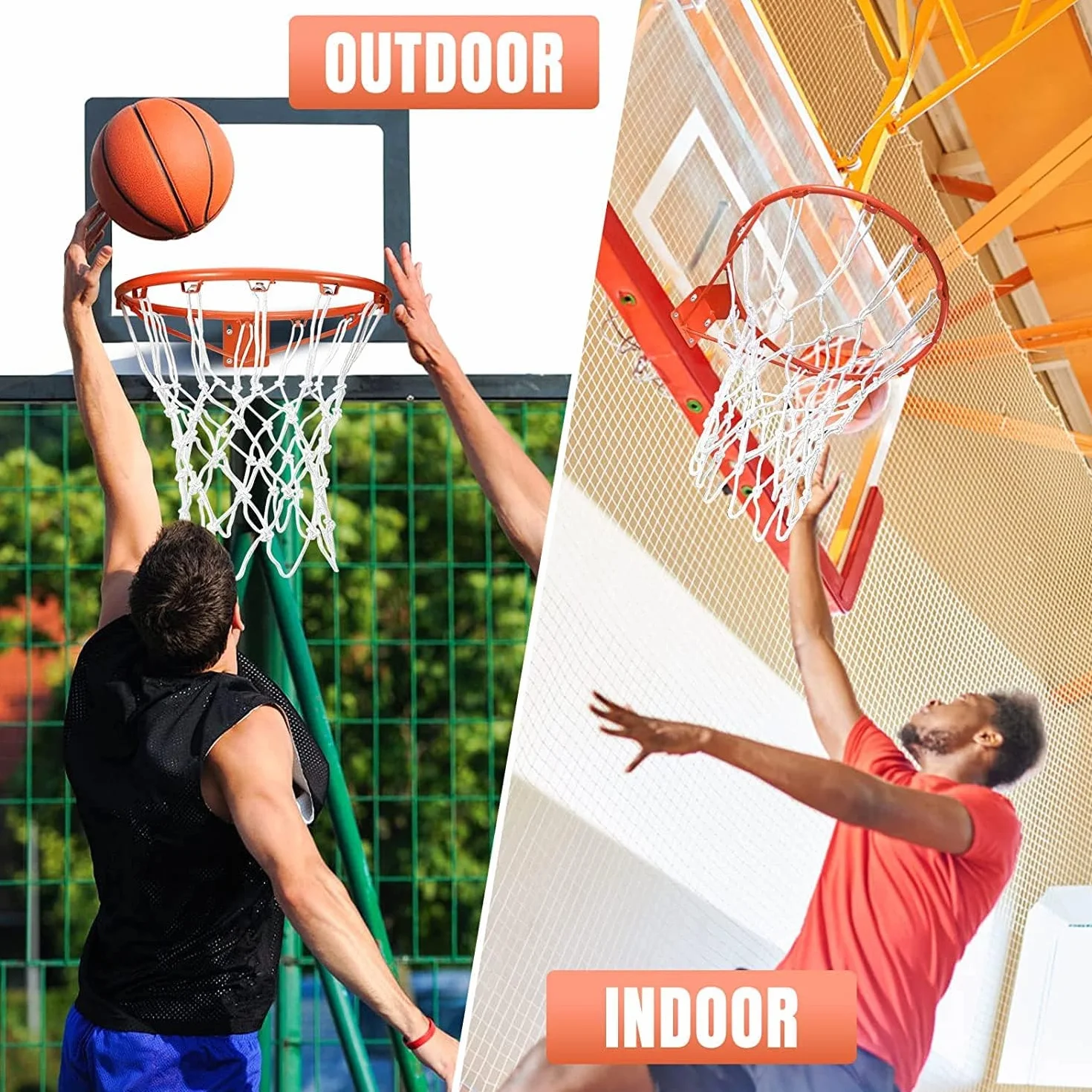 White Heavy Duty Basketball Net Replacement 12 Loop Indoor Outdoor Gym