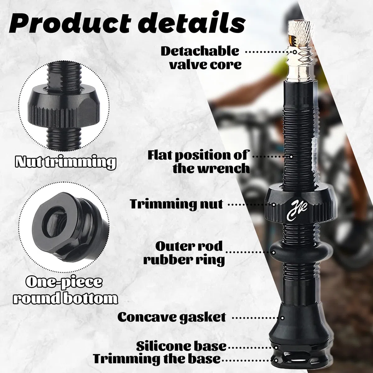 SoundZero 2 Pezzi Valvole Tubeless per Bici, Valvole Presta Tubeless Bici, Presta Tubeless Bicicletta MTB, Nere Bici Valvole Tubeless, Con strumento di rimozione valvola (50mm)