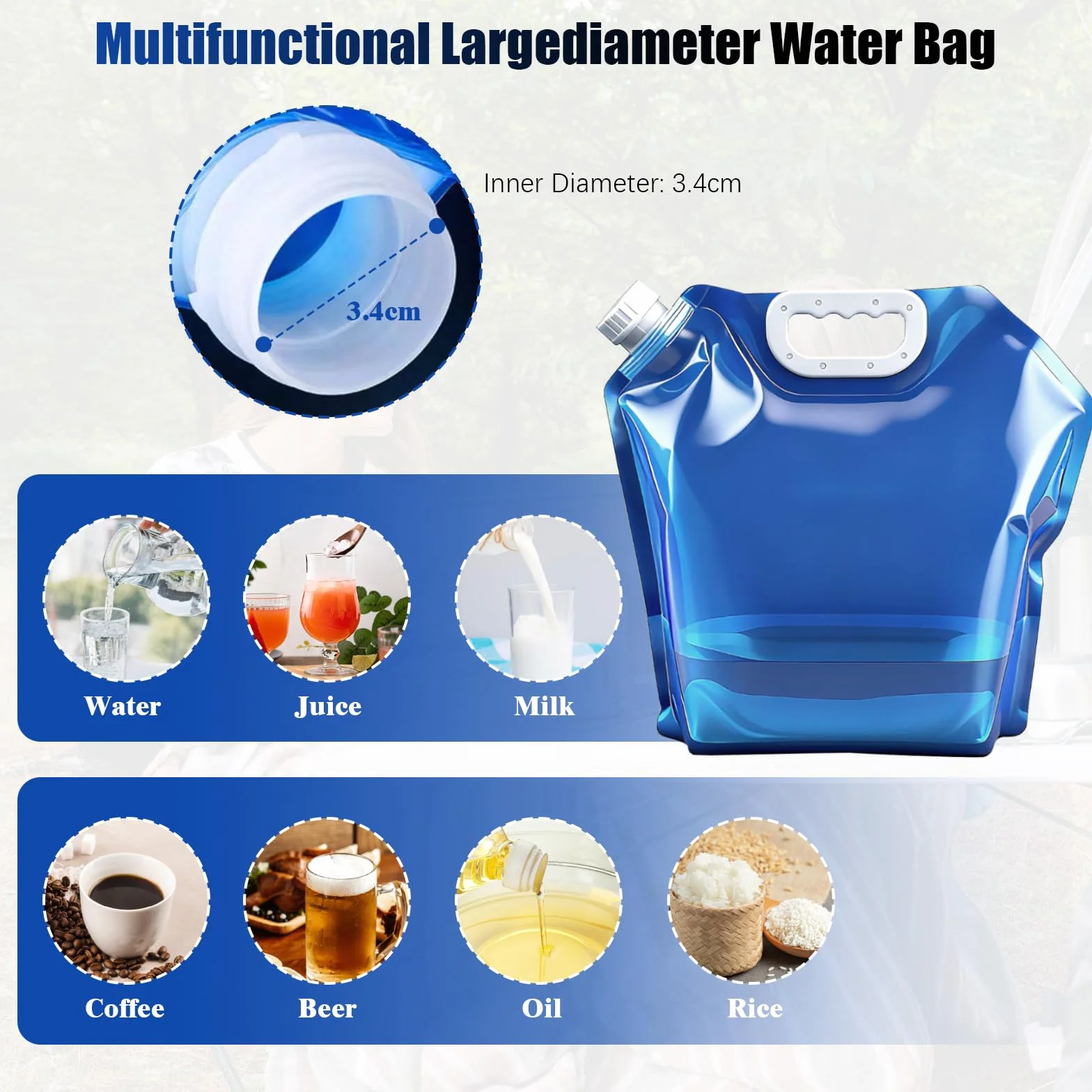4 Pezzi Tanica Acqua Pieghevole 10L, Tanica Pieghevole, Senza BPA, Taniche per Acqua Portatili, Contenitori Pieghevoli per Acqua, Riutilizzabile, per Campeggio, Emergenza, Picnic, Blu