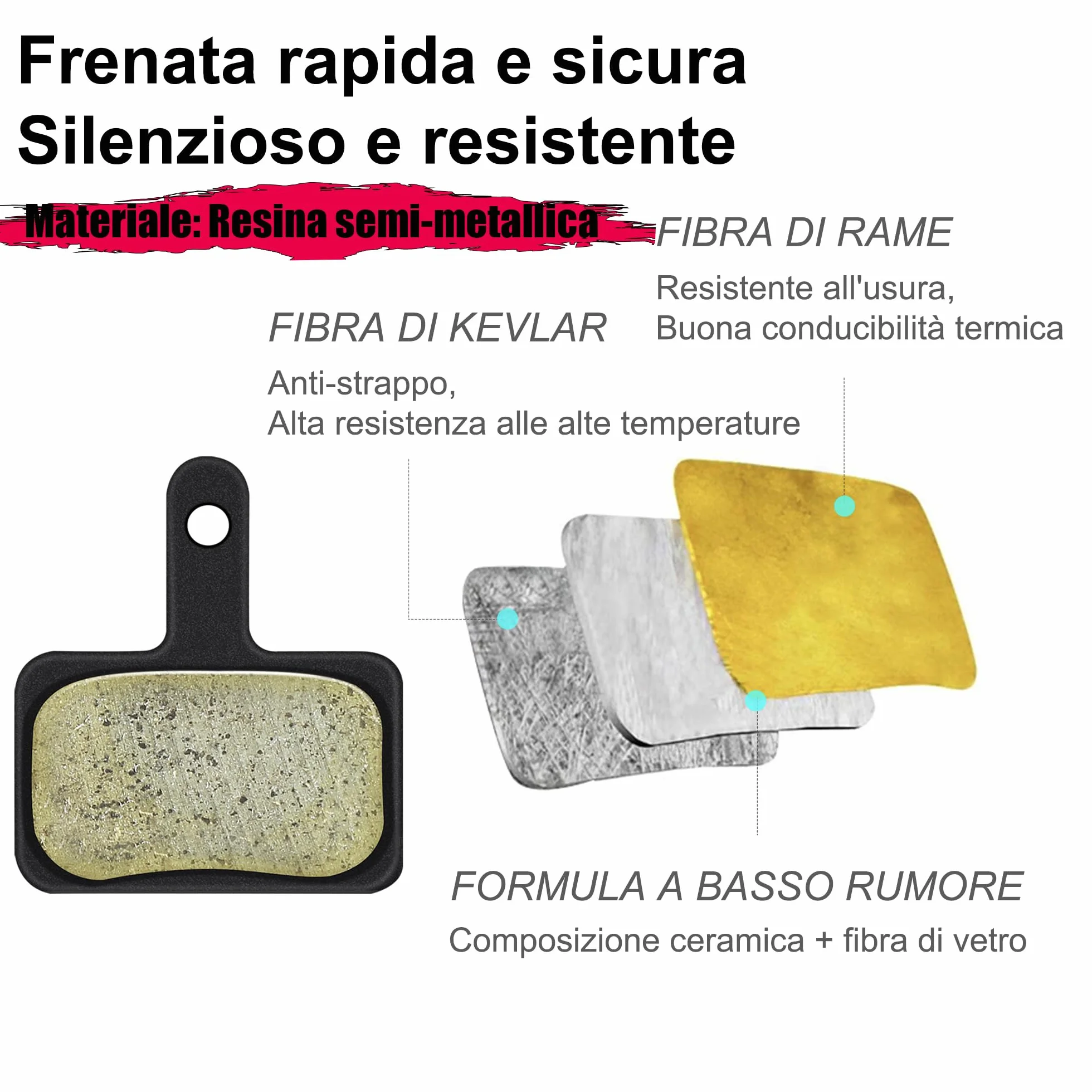 4 Paia Pastiglie Freno Bicicletta TRP Tektro Deore MTB Disco Resina Semimetallo
