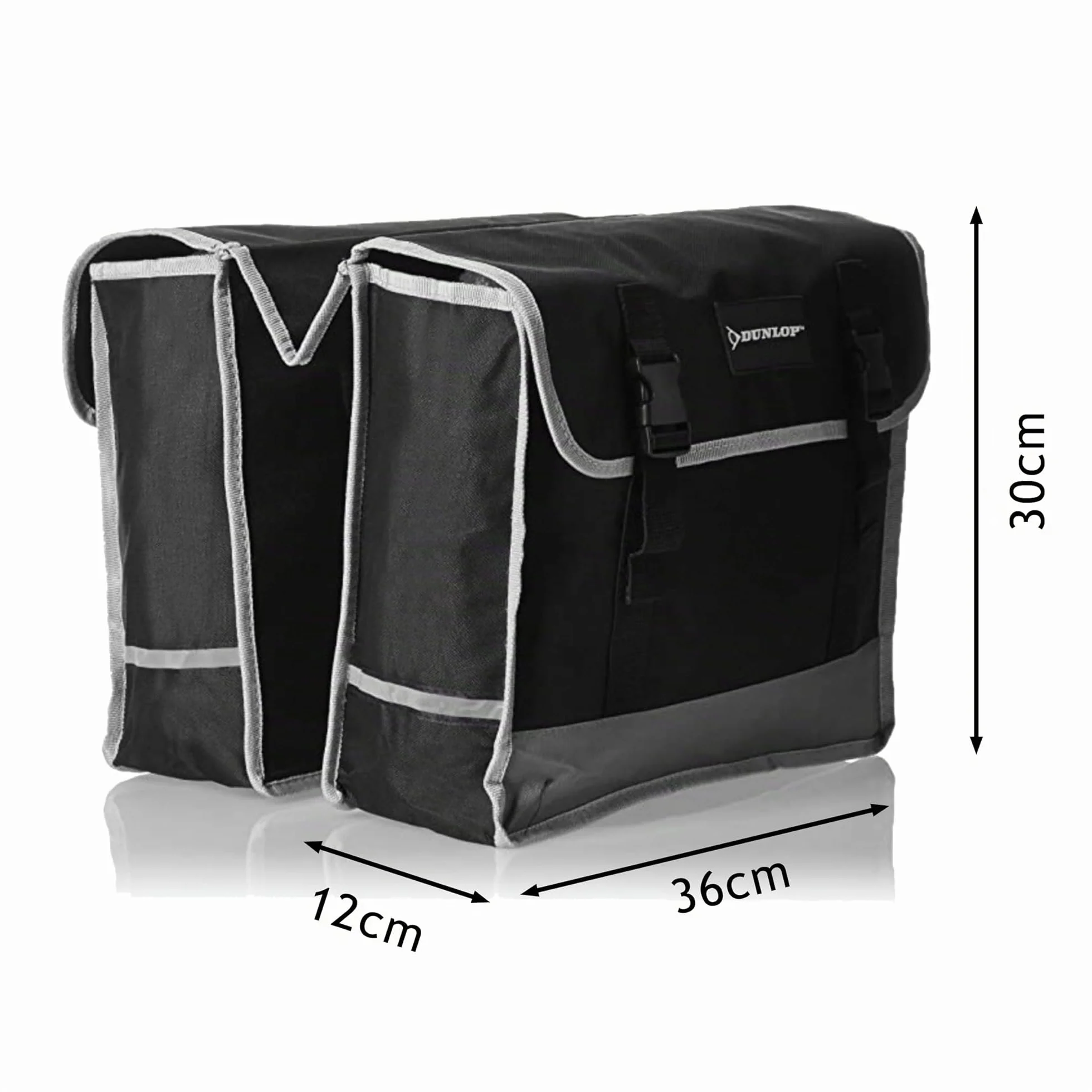 DUNLOP Borsa Bici Posteriore Laterale 2x13 L Impermeabile 36x30x12 cm Nero