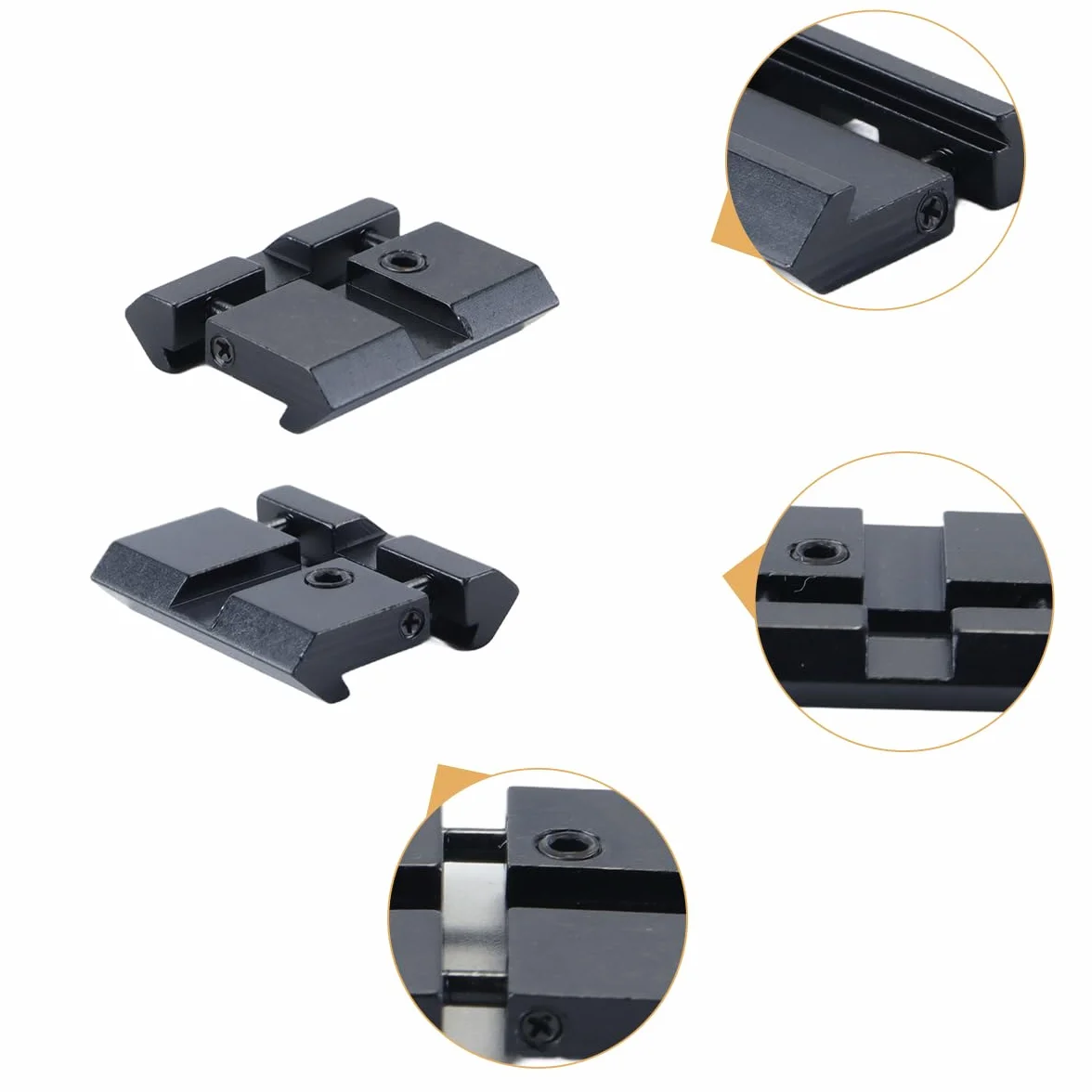 2 adattatori a innesto rapido per binario per cannocchiale – attacchi a coda di rondine da 11 mm per convertitori Weaver/Picatinny da 20 mm (basso profilo)