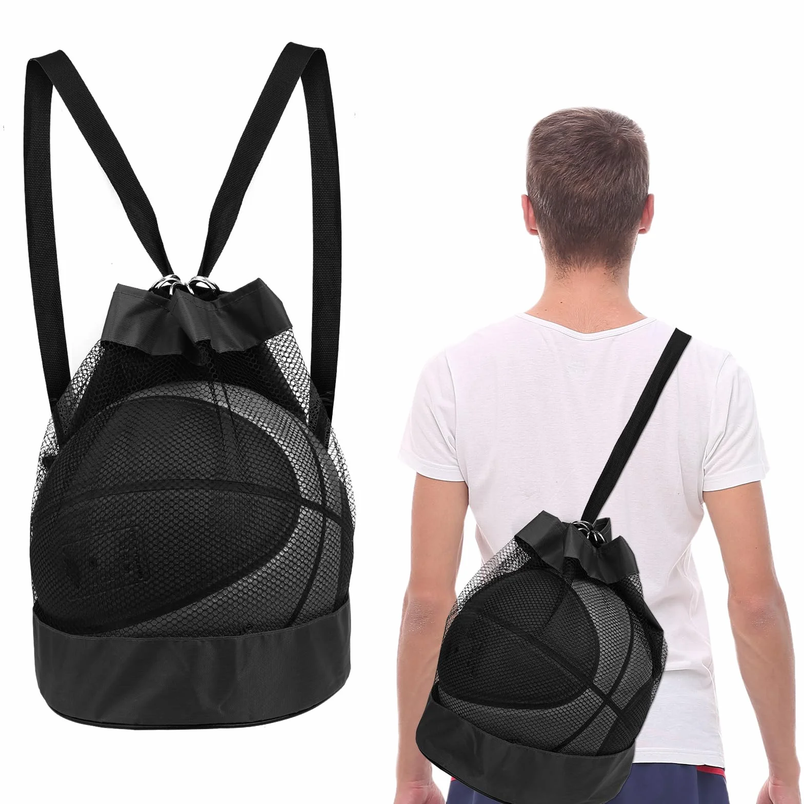 Molain Sacca da Pallone e Rete da Calcio - Borsa a Rete Multifunzione per Spiaggia, Zaino Portatile per Calcio, Basket, Tennis, Pallavolo, Rugby
