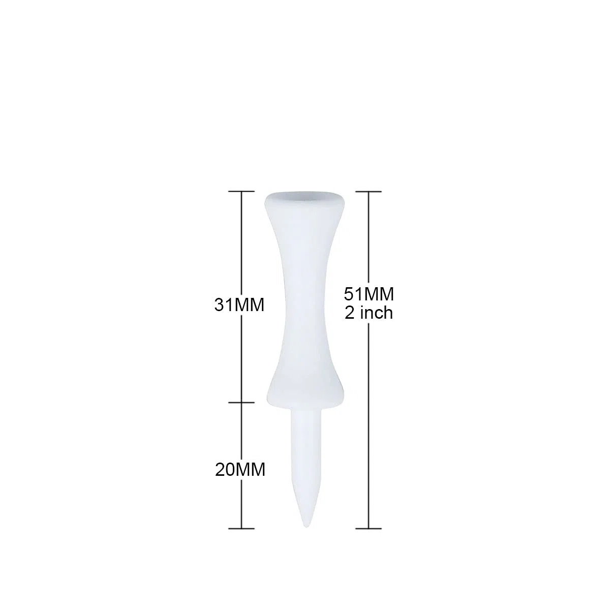 Tee Golf Plastica 100 Pezzi Bianco 51mm