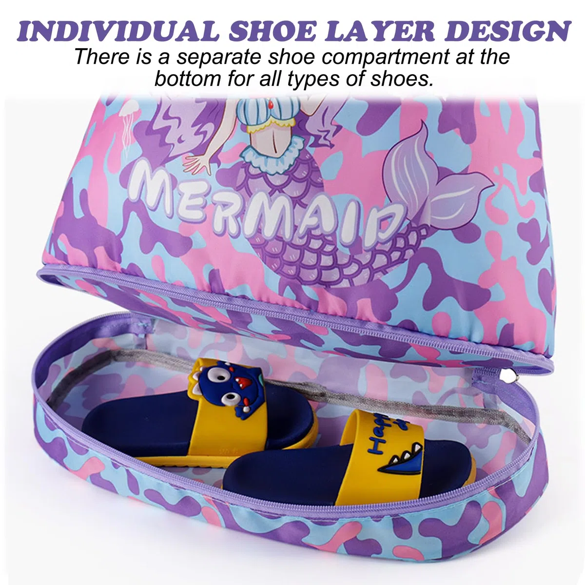 Sacca Sportiva Coulisse per Bambini, Sacca Zaino Sportivo Impermeabile, Borse a Zainetto Umidi e Asciutti Backpack per Ragazzo e Bambina Borsa per Viaggio Piscina Spiaggia e Scuola