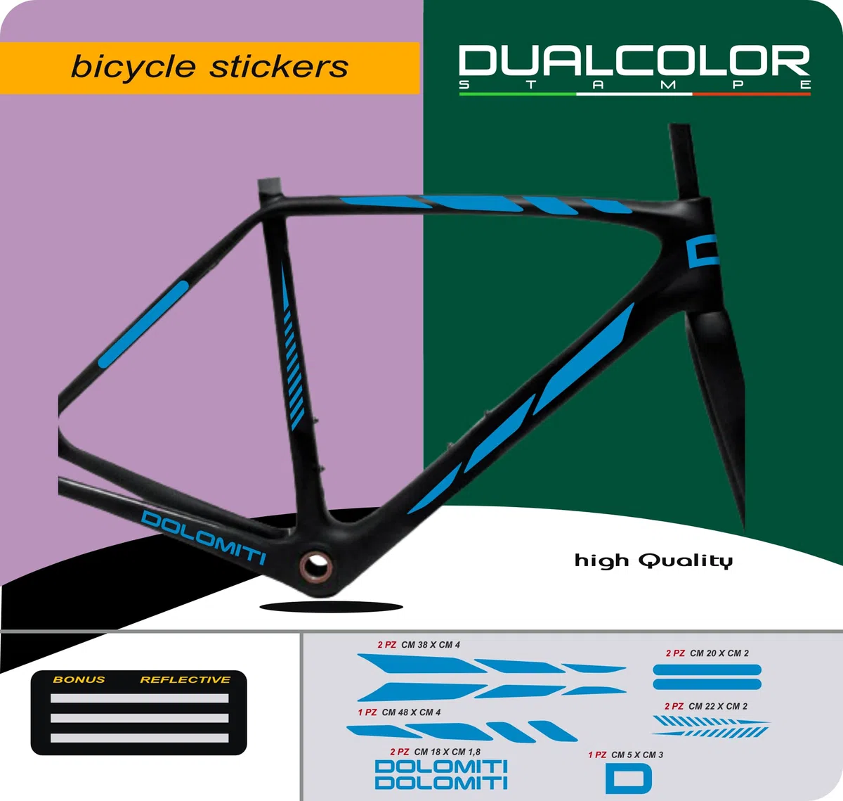 Set 10 Adesivi Stickers Decal Telaio Bici Bicicletta adesivi telaio MTB Universale Protezione COD. B0170 (BLU 53)