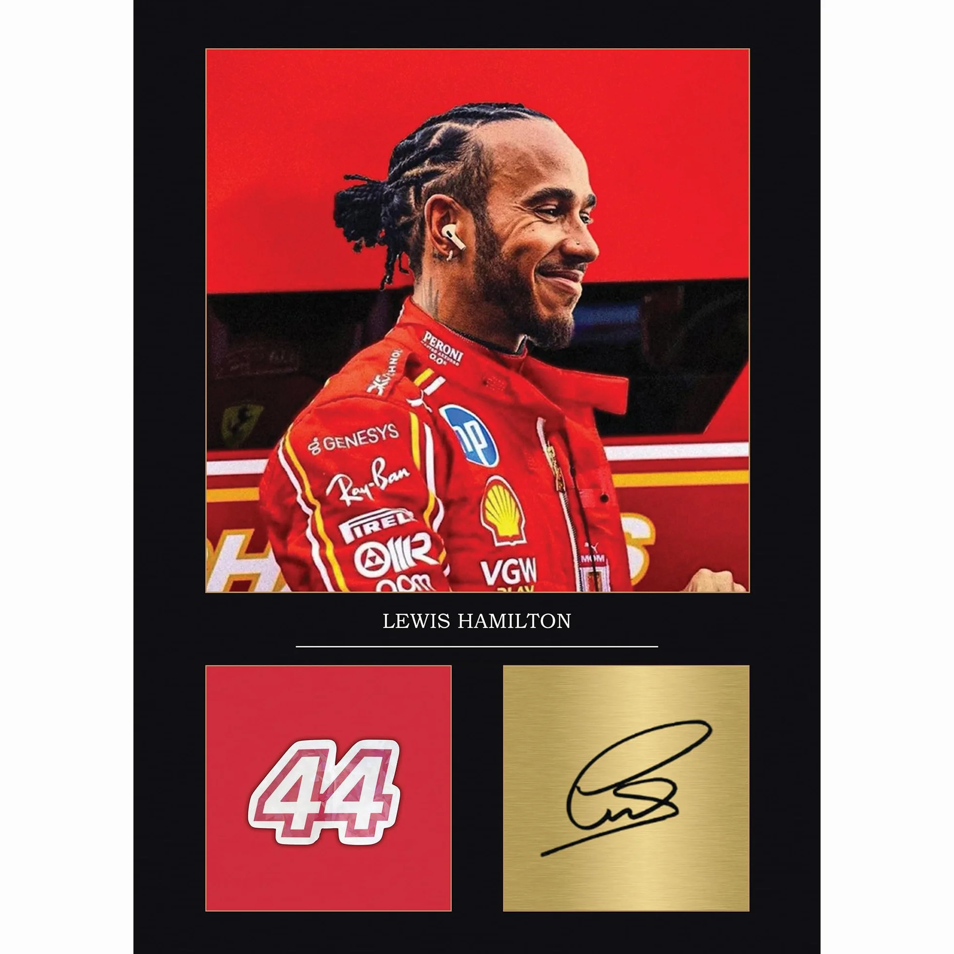Lewis Hamilton Stampa con autografo A4 Formula 1 idea regalo
