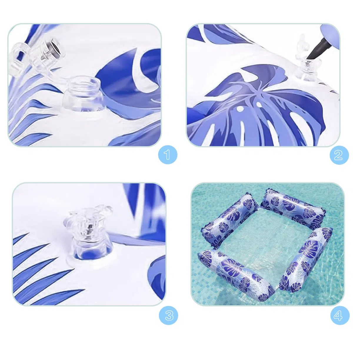 Materassino Gonfiabile Mare Adulto, Amaca Gonfiabile Galleggiante, Galleggiante Piscina Blu con Poggiatesta, Galleggiante Amaca Poltrona, Letto Galleggiante, Poltrona Gonfiabile Piscina