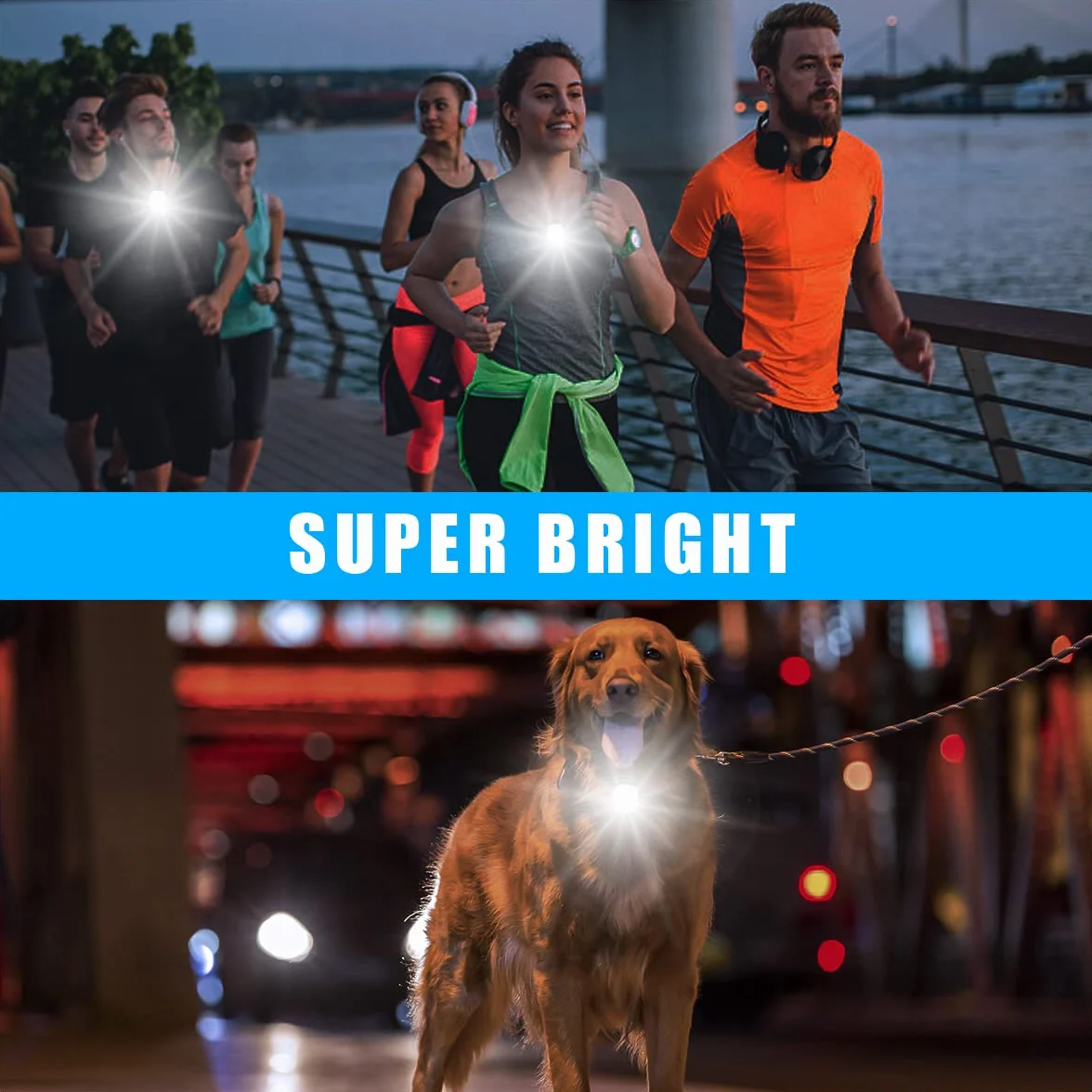 Lampada Frontale a LED Ricaricabile USB Impermeabile con Clip, 4 Modalità Torcia per Corsa Campeggio Ciclismo (2 Pezzi)