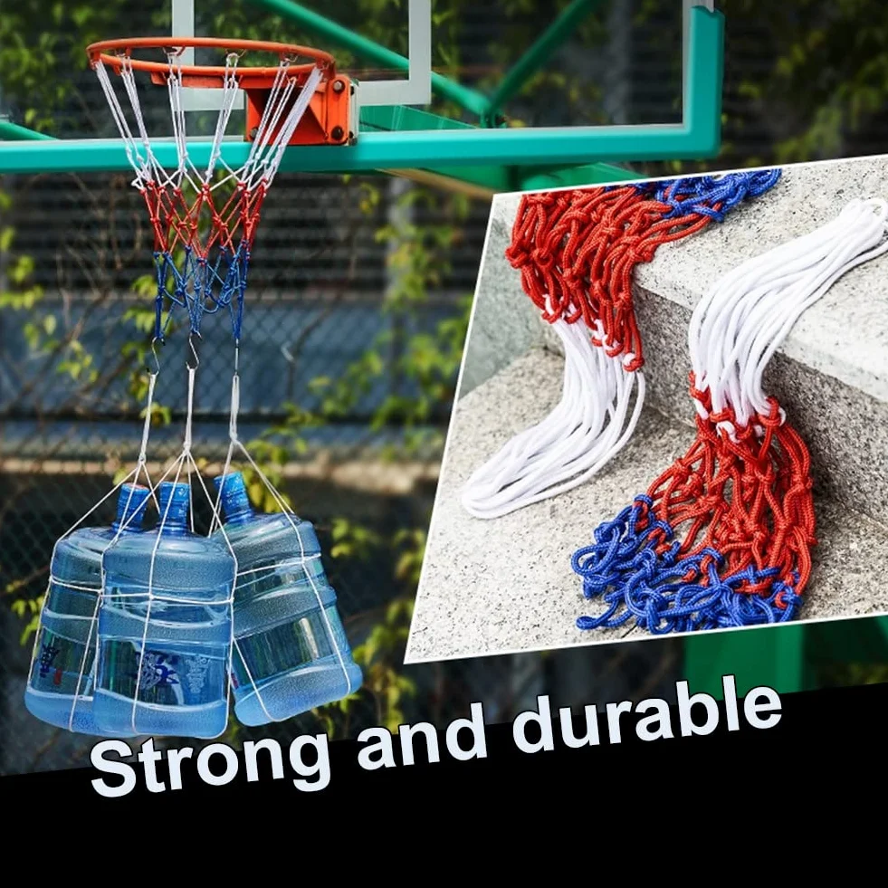 Rete per Canestro da Basket 2 Pezzi Ricambio Blu Rosso Bianco Interno Esterno