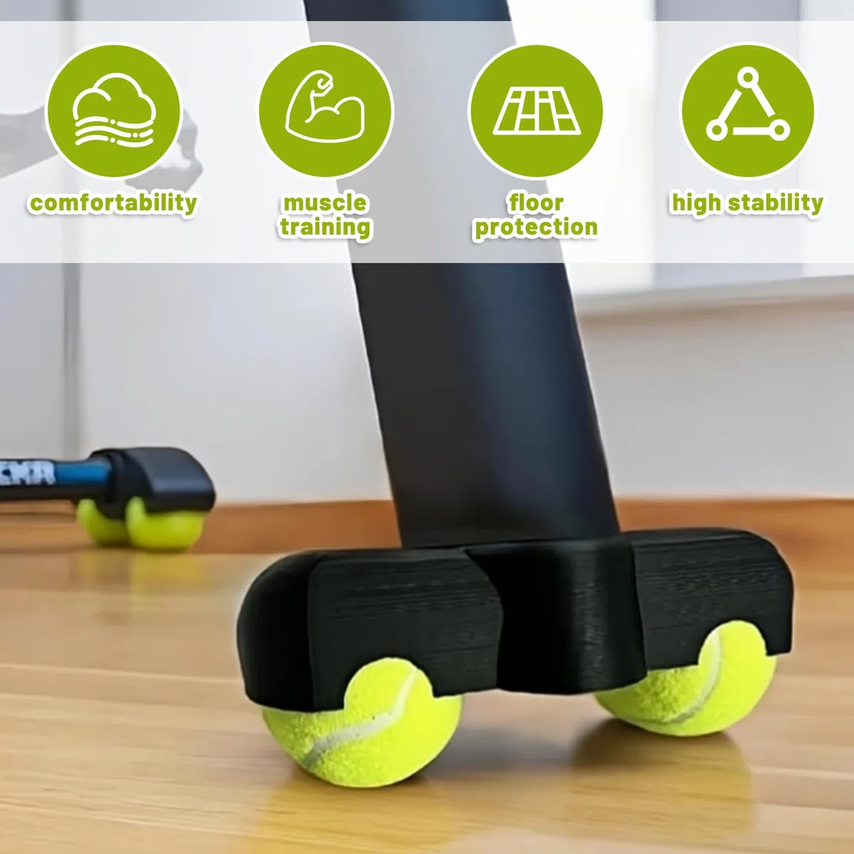1 adattatore Rocker Plate Feet, per il ciclismo indoor Cycling Snap Rocker Feet, per pedaliere, per zwift Ride anteriore, con 2 palline da tennis