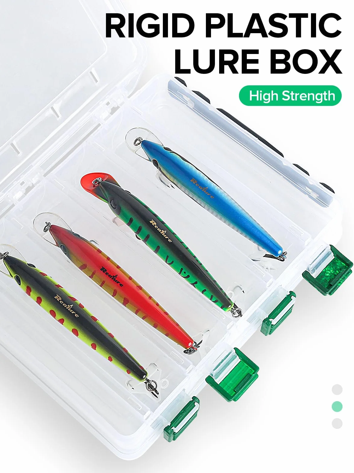 Realure Scatola per Esche da Pesca 4,5x17x20 cm 10 Scomparti Trasparente
