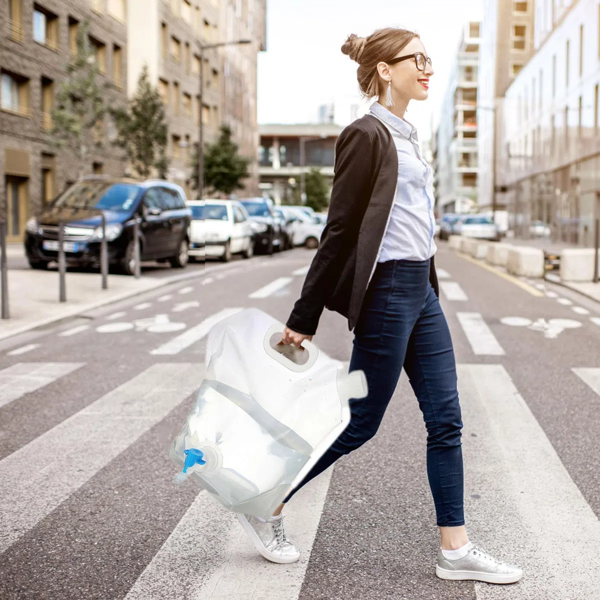 Contenitore per acqua da campeggio con rubinetto - Sacchetto di stoccaggio 'acqua esterno 5L/10L | Contenitore per acqua pieghevole | Serbatoio d'acqua pieghevole per campeggio,