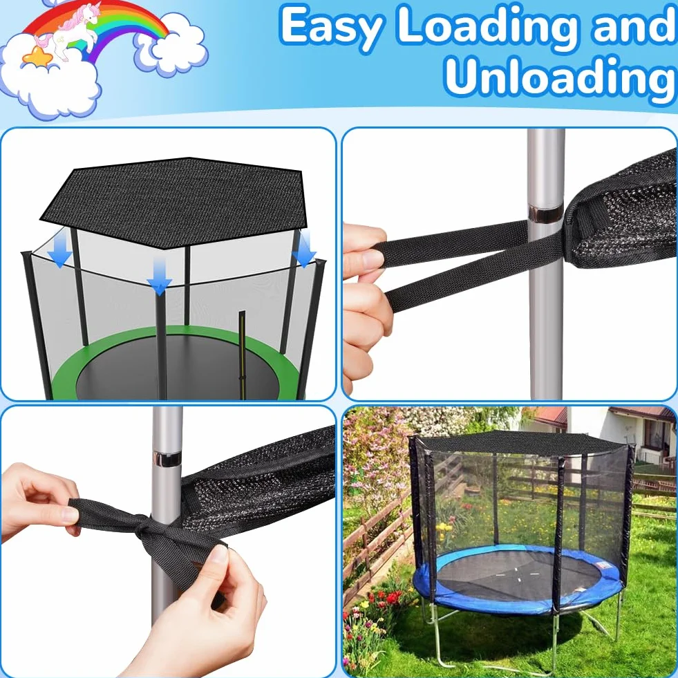 Copertura per Trampolino, 6 aste Copertura Parasole per Trampolino, Antipolvere & Impermeabile Copertura Superiore per Trampolino per Parco Giochi all'aperto in Giardino