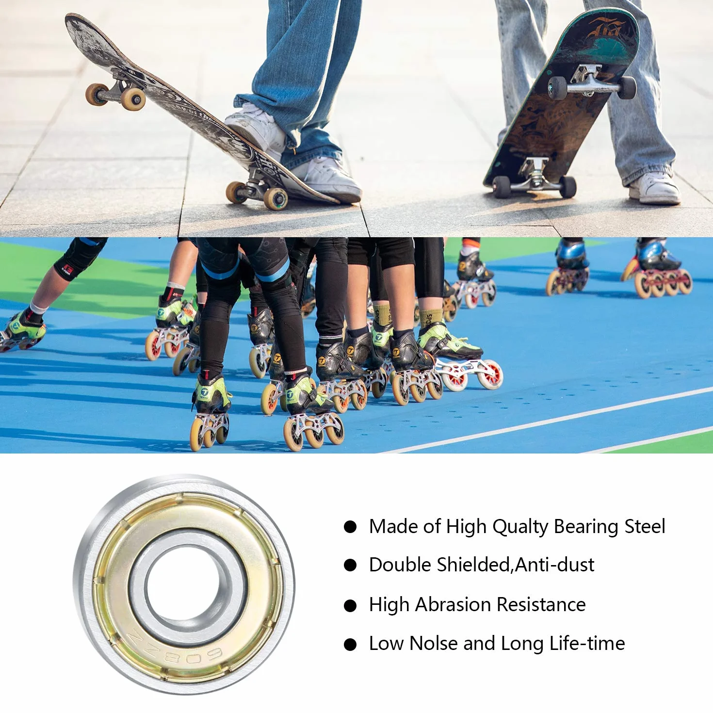 Cuscinetti a Sfera 608 ZZ 8x22x7 mm per Skateboard Rollerblade Longboard