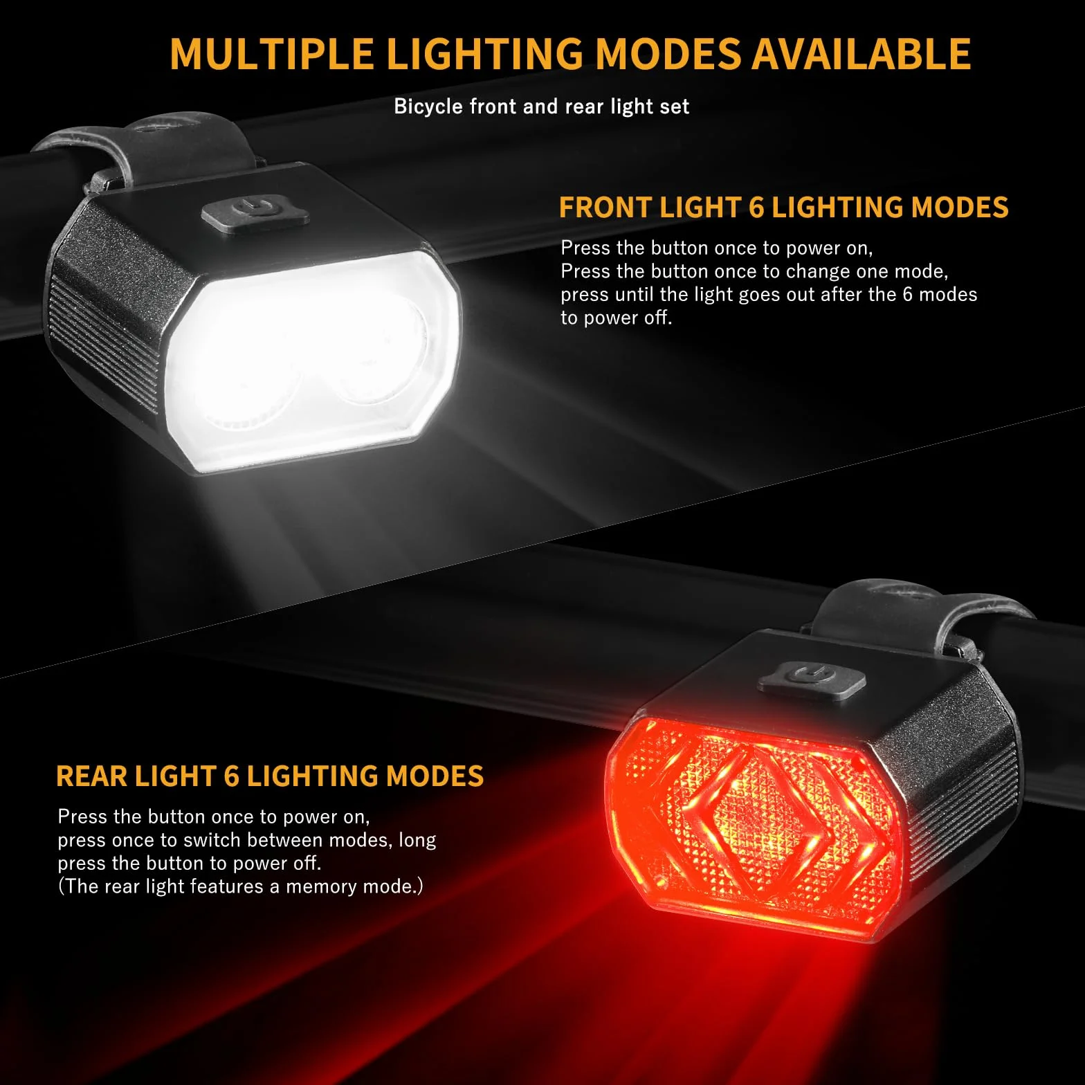 Blendura Luci Bicicletta LED, Luci Bici USB Ricaricabili 4+6 Modalità Luce Bicicletta Anteriore & Posteriori Luci per Bicicletta Adatto per Varie Bici