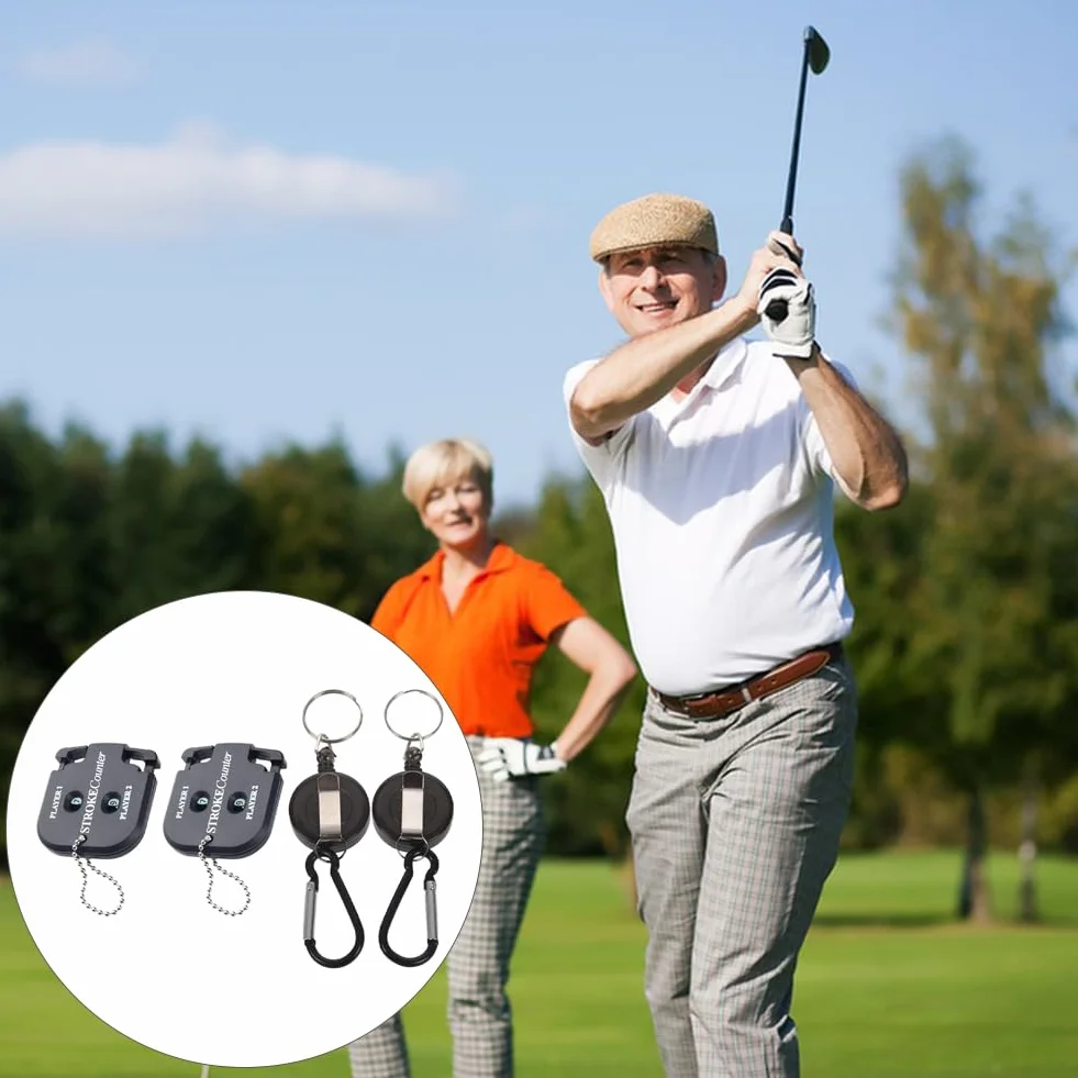 Contatore di Colpi da Golf, Segnapunti Golf per 2 Giocatori con Portachiavi Retrattile