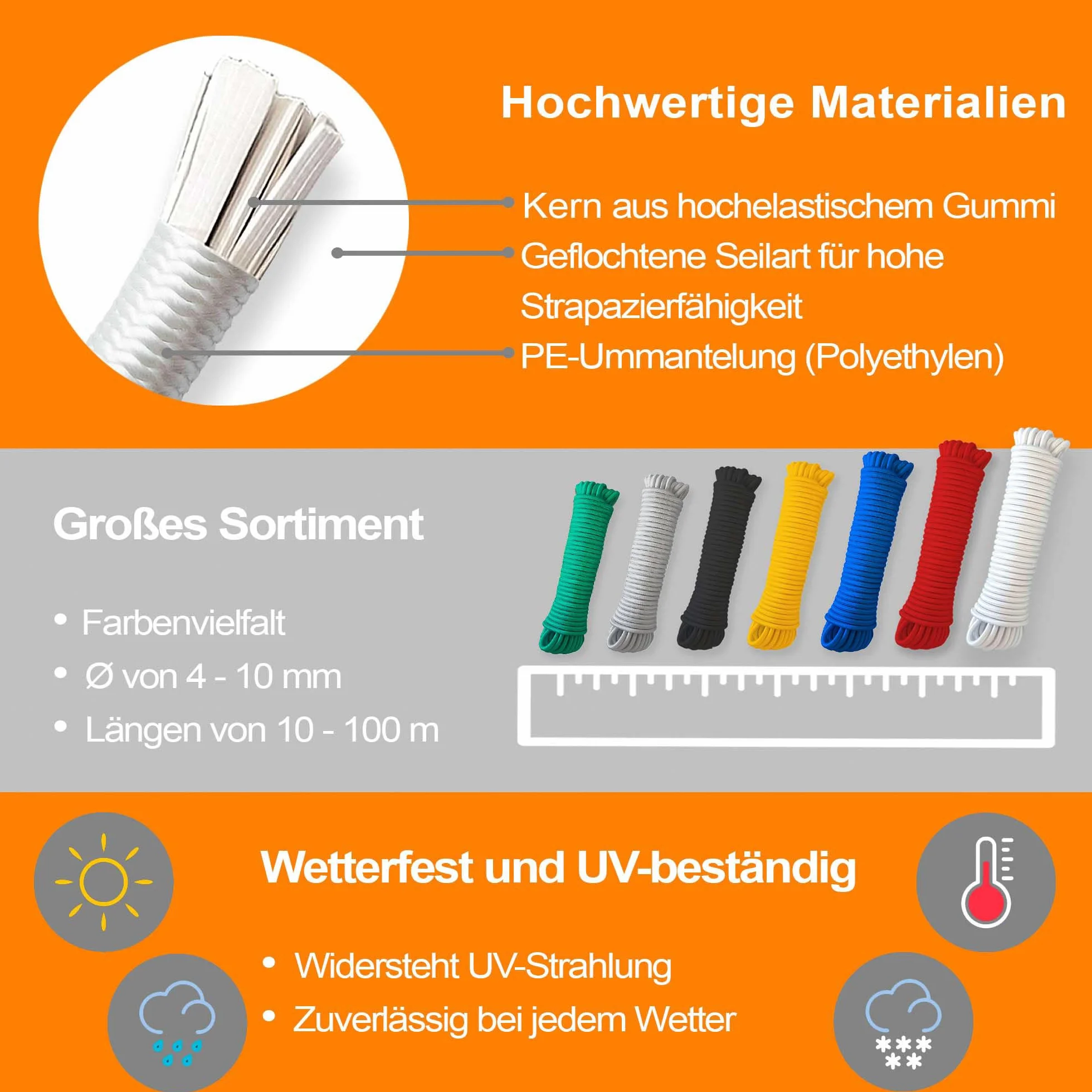 Dreamprint Espansore Corda 10m Grigia - Corda elastica versatile da 8mm Ø per interni ed esterni - Flessibile per fissaggio carico, coperture, campeggio e attività all'aperto
