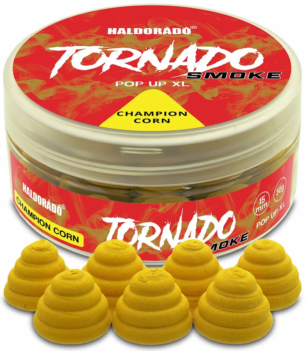 Haldorado Tornado Smoke Pop Up XL, Champion Mais Flavour, 15 mm, 30 g, esca galleggiante da pesca
