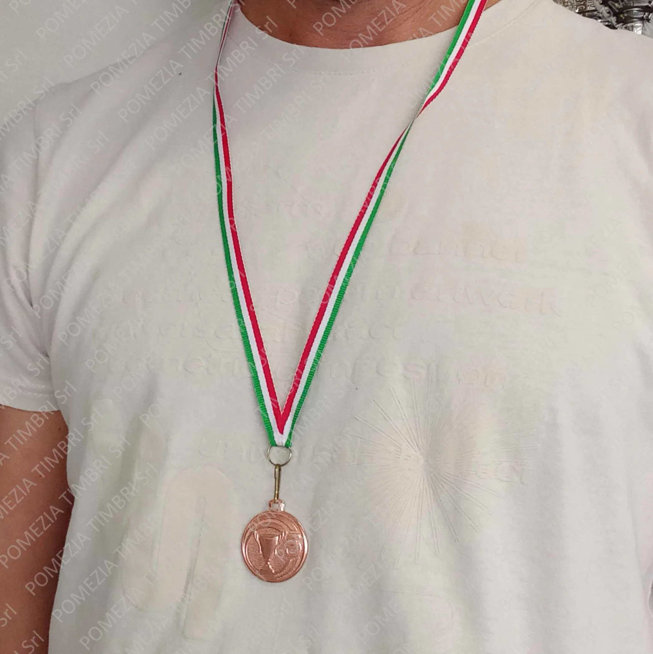 Medaglie premiazioni Sport in Metallo con Laccetto Tricolore Italia