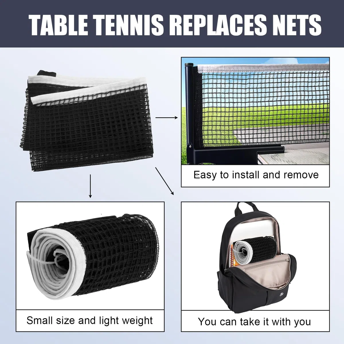 2 Pezzi Rete da Ping Pong Rete da Tavolo di Ricambio Rete da Ping Pong,Rete da Tavolo di Ricambio in Tessuto Durevole, Adatte per Uso Interno ed Esterno, Dimensioni 180 x 15 cm, Facili da Installare