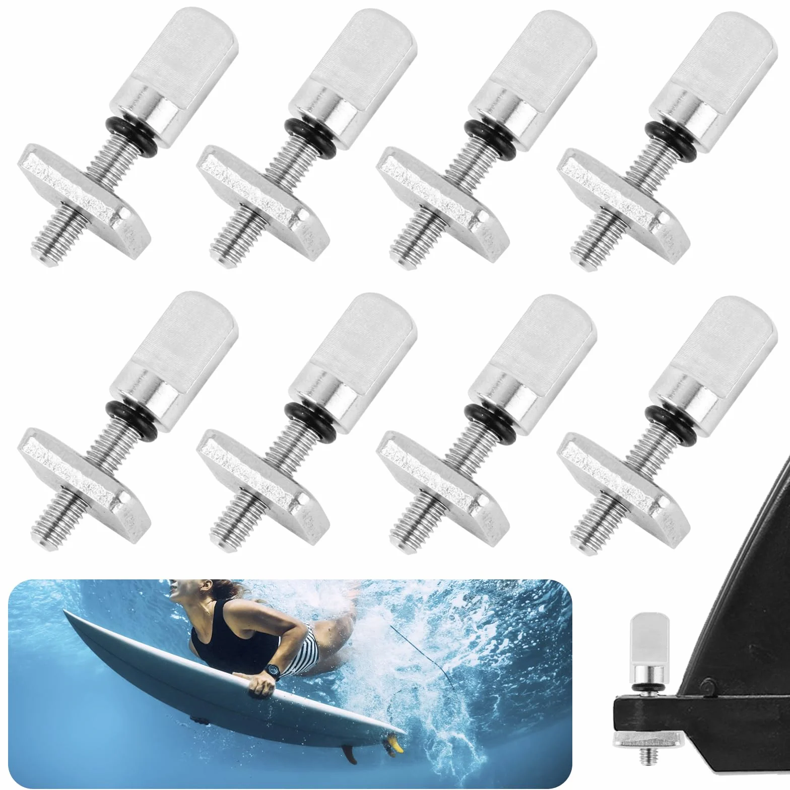 8 viti per tavola da surf SUP, viti per tavola da surf, in acciaio inox 316, viti per tavola da surf, viti per longboard, viti universali, accessori per single fins paddle Board Fin Box