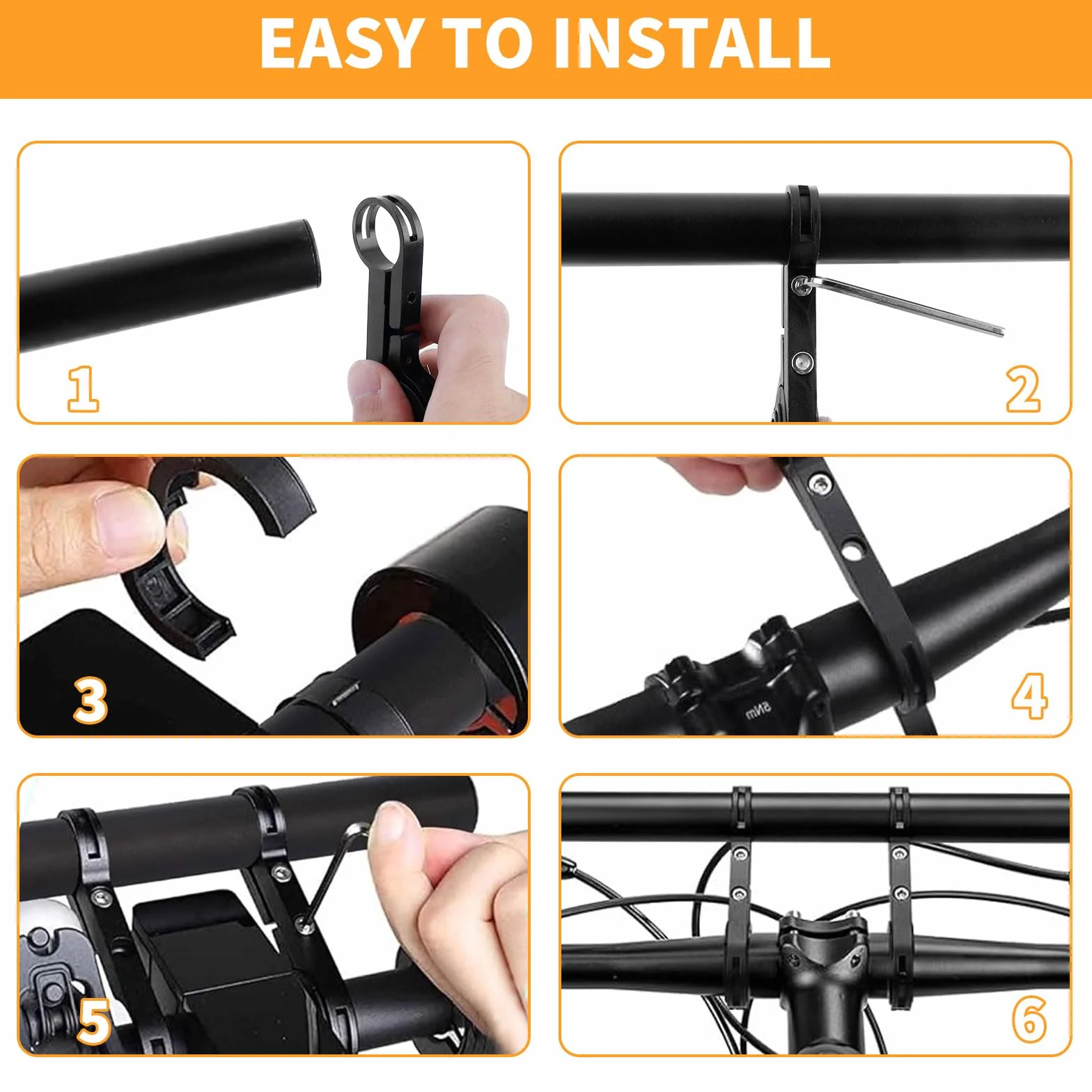 Prolunga manubrio bicicletta in lega di alluminio, 30 cm, con supporto per torcia, smartphone e dispositivi GPS (18-34 mm)