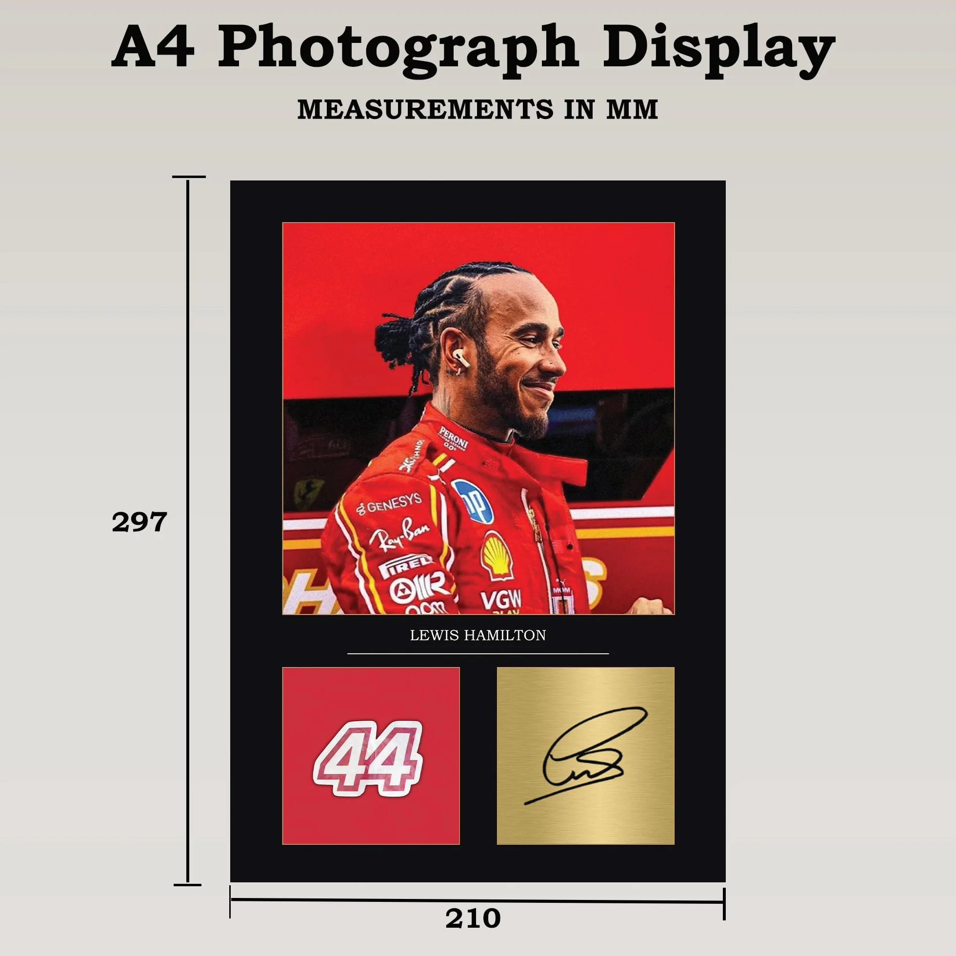 Lewis Hamilton Stampa con autografo A4 Formula 1 idea regalo