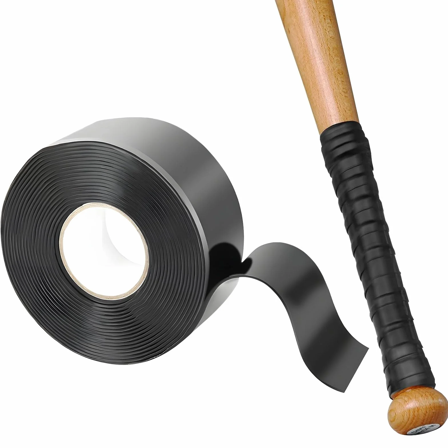 Nastro antiscivolo per mazza da baseball, multi sport, per golf, tennis, softball e hockey, in silicone autofuso migliorato per trazione affidabile e assorbimento degli urti