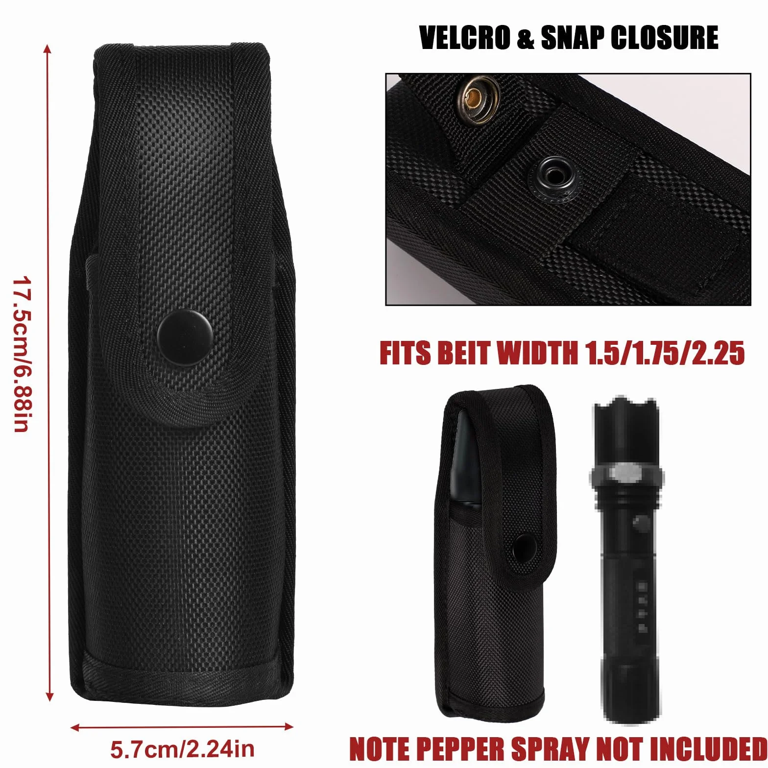 Porta Spray al Peperoncino, Fondina Spray con Patta Superiore per Cintura di Servizio Fondina Spray al Pepe per MK3 MK4 Accessori per Cintura di Polizia per la Sicurezza della Polizia (Nero)