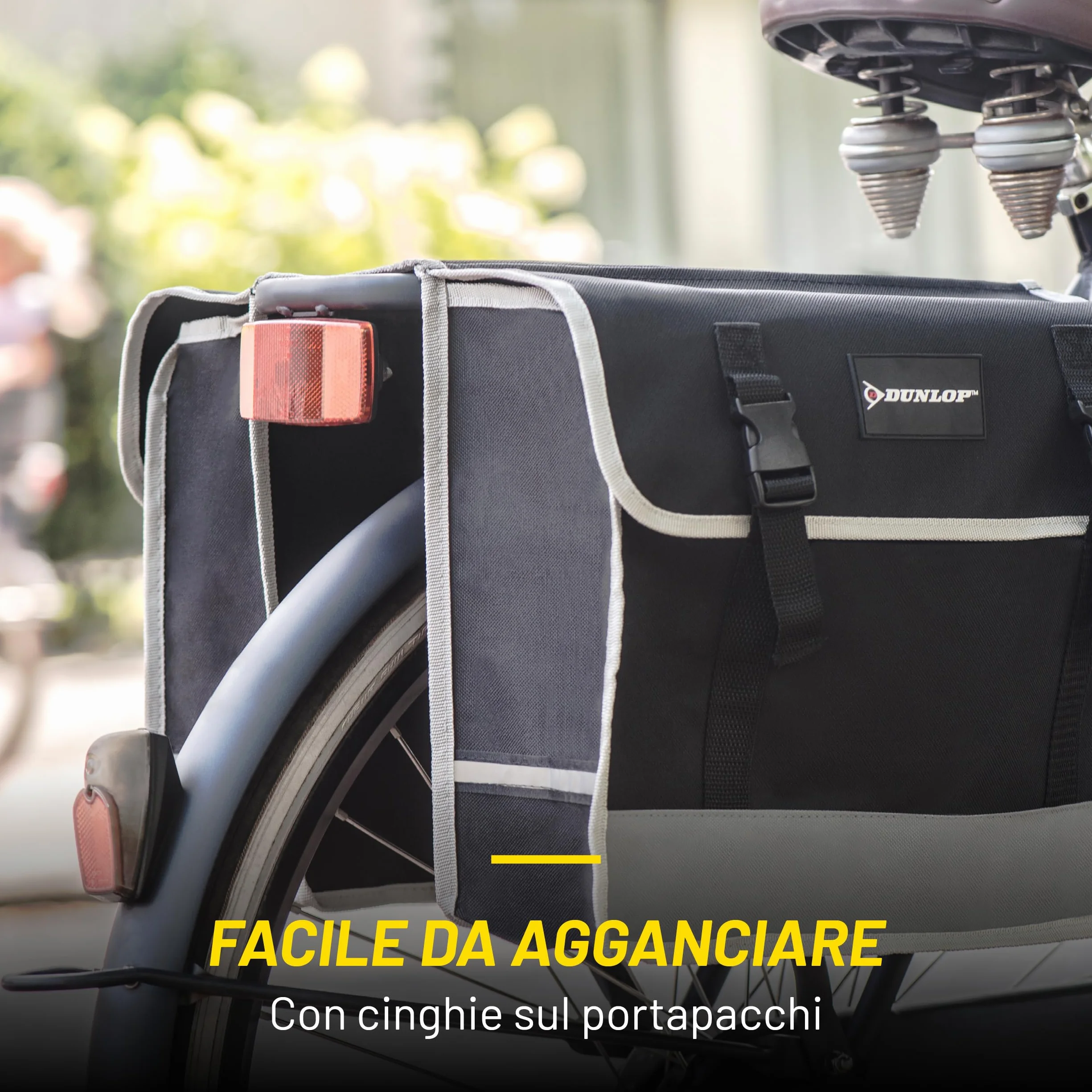 DUNLOP Borsa Bici Posteriore Laterale 2x13 L Impermeabile 36x30x12 cm Nero