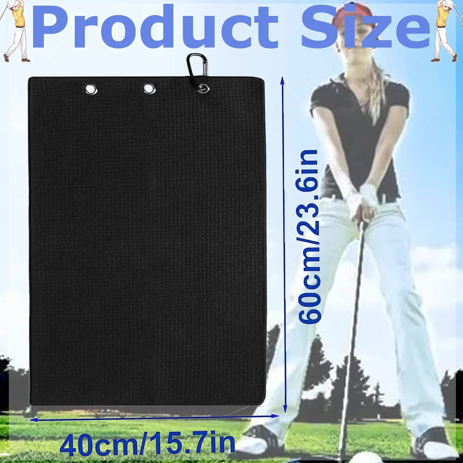 Set di 2 Asciugamani da Golf triplicati, Divertente Asciugamano da Golf con Clip per Borse da Golf per Uomo, in Microfibra con Motivo a cialda