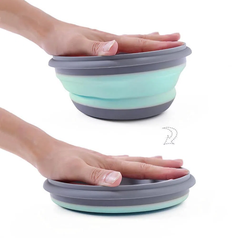 Ciotola pieghevole con coperchio, 3 pezzi, da campeggio, pieghevole, per insalata, portatile, pieghevole, per campeggio, escursioni, cucina, scuola all'aperto (verde)