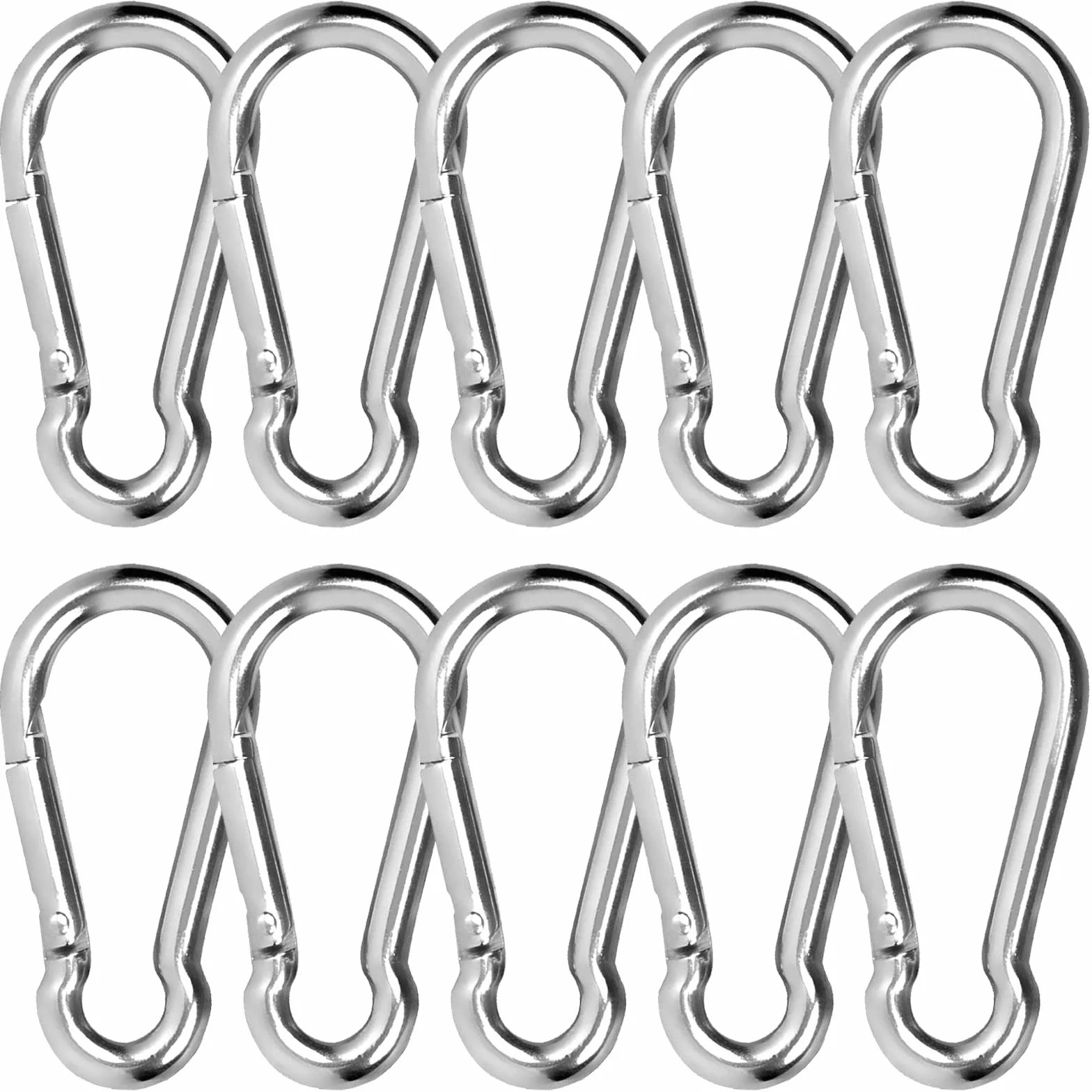 Moschettoni in Acciaio Inox 304 50mm x 5mm con Chiusura a Scatto 10pcs