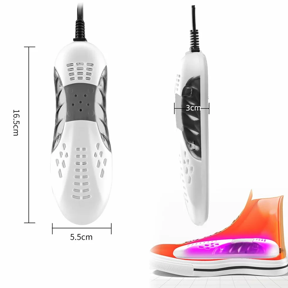 Asciuga Scarpe Elettrico, Asciugatrice Portatile per Calzature, Asciuga Scarpe Portatile, Scalda Scarpe e Scarponi per Asciugare Le Scarpe Sudate ed Eliminare i Cattivi Odori - Bianco