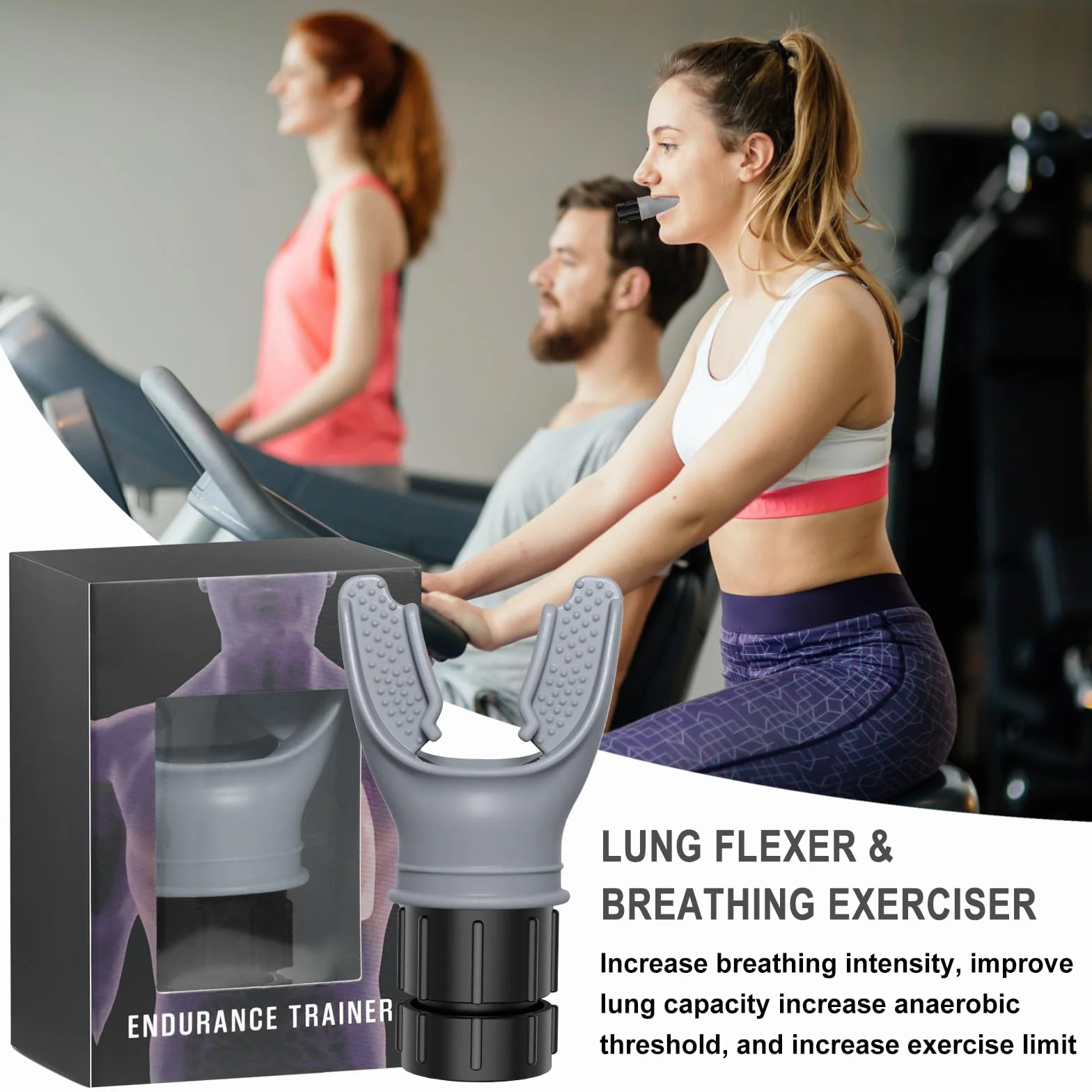 Respiratore Allenamento, Espansore Polmonare di Respirazione, Esercizio Respiratorio per Polmoni, Respiratore Spirometro Aumenta la Forza Respiratoria per Terapia Respiratoria (Grigio)