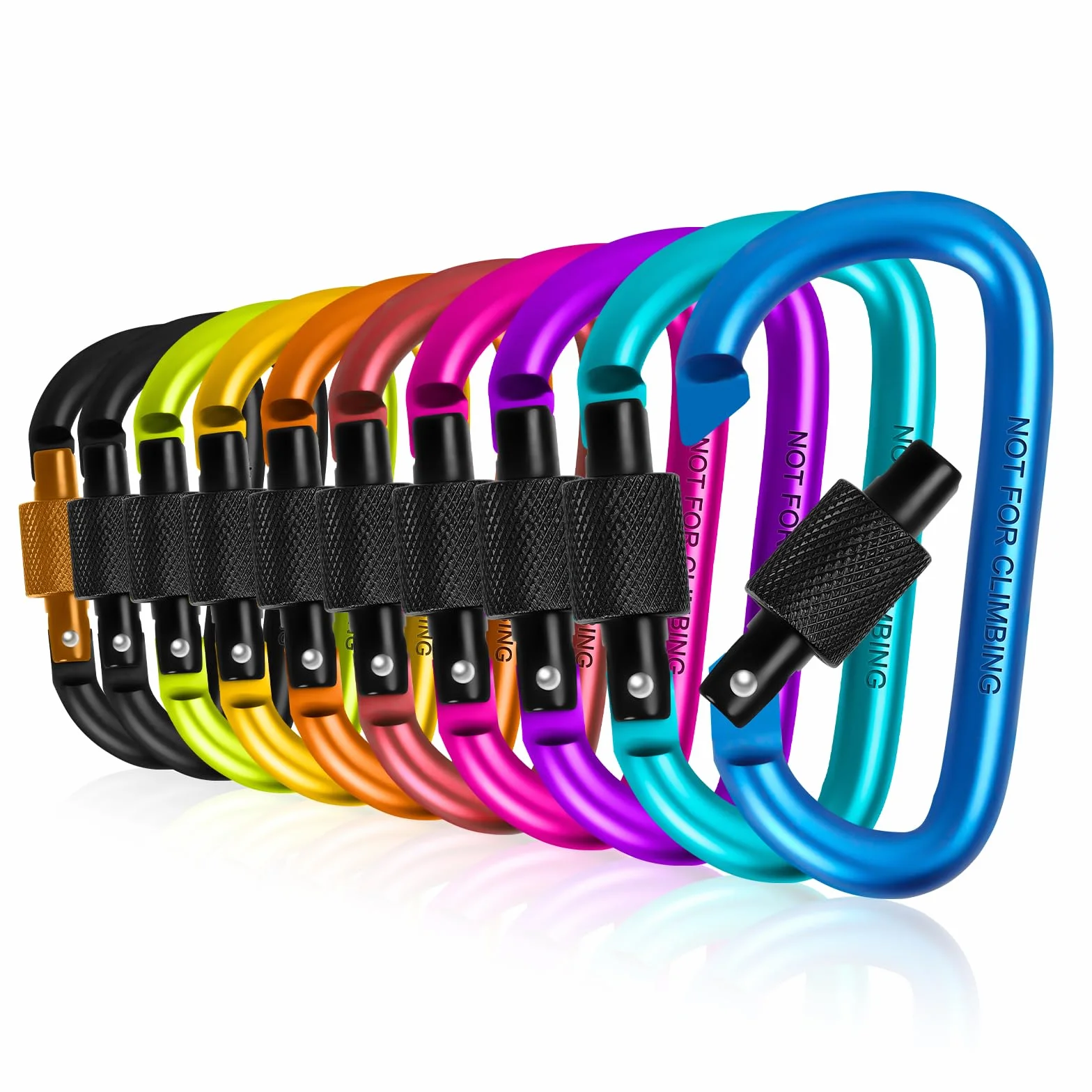 Moschettone in Alluminio 10 Pz, Carabiner a Forma di D con Tappo a Vite per Arrampicata Campeggio Pesca
