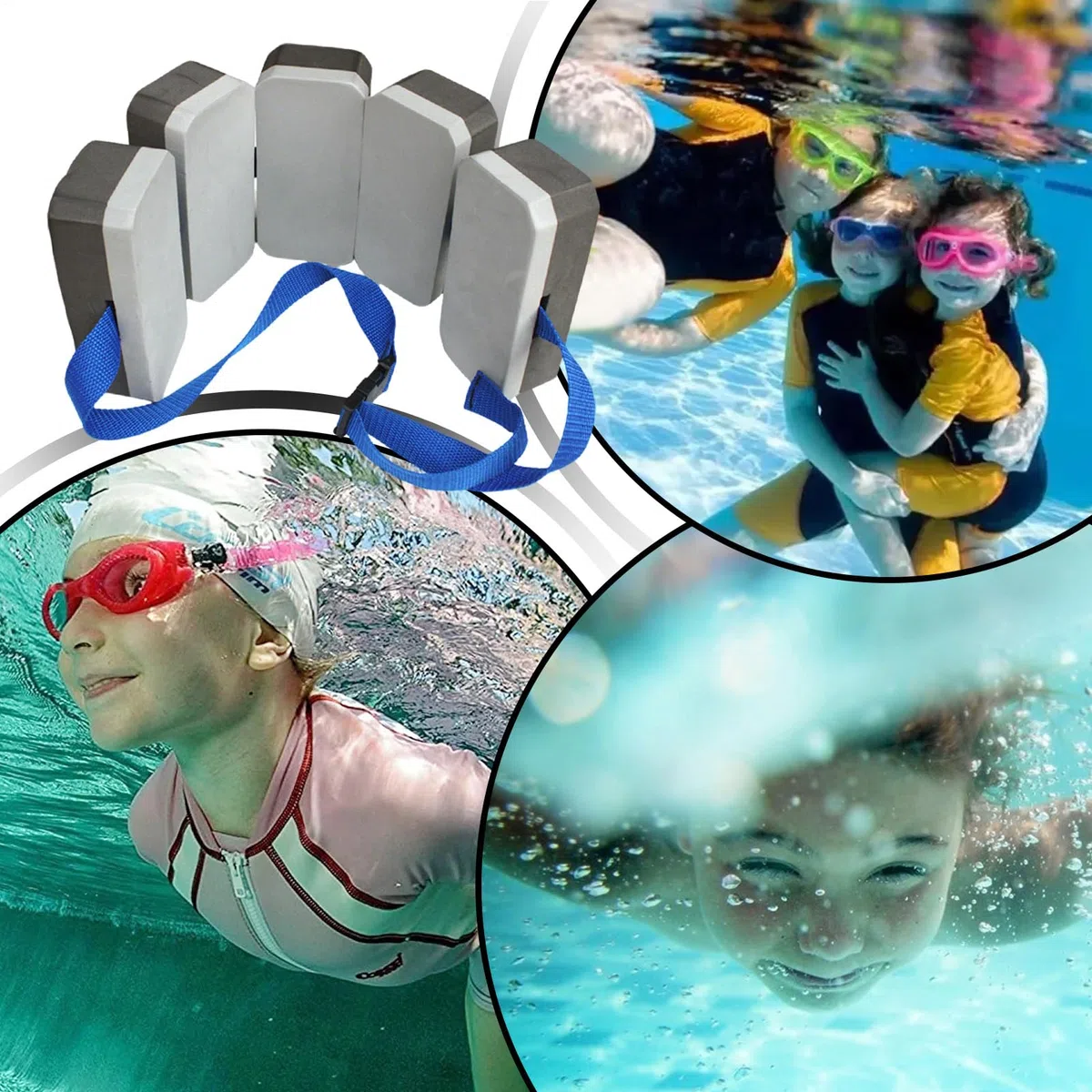 Cintura da nuoto per bambini, galleggiante di sicurezza per bambini, 7 x 4 x 15 cm, supporto regolabile per il galleggiamento, età 7-10 anni, ideale per piscina, lago, spiaggia, vacanze acquatiche