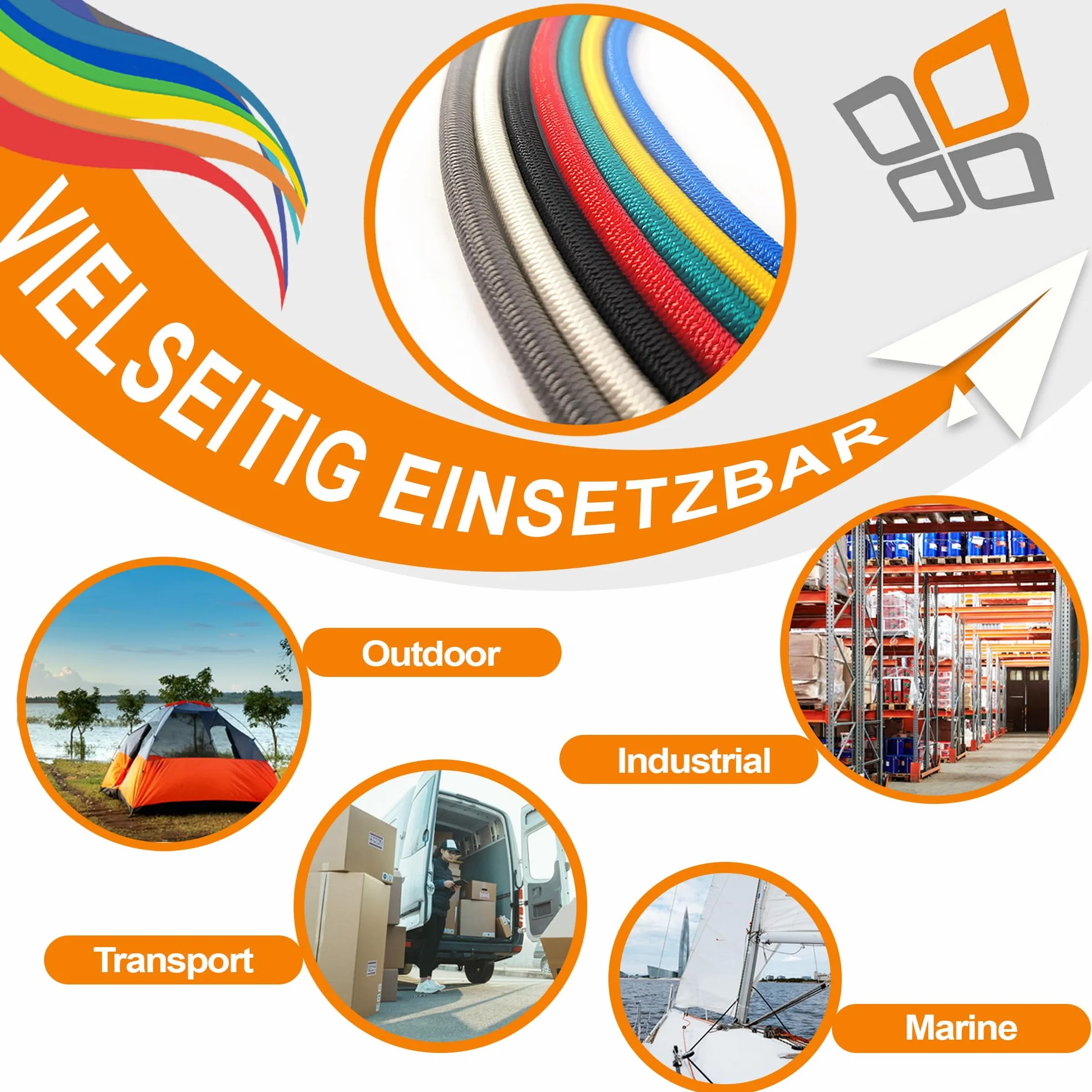 Dreamprint Espansore Corda 10m Grigia - Corda elastica versatile da 8mm Ø per interni ed esterni - Flessibile per fissaggio carico, coperture, campeggio e attività all'aperto