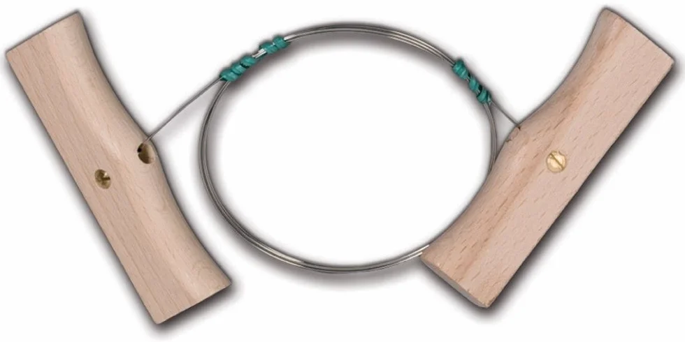 Filo a due mani acciaio inox, manici legno cm 130
