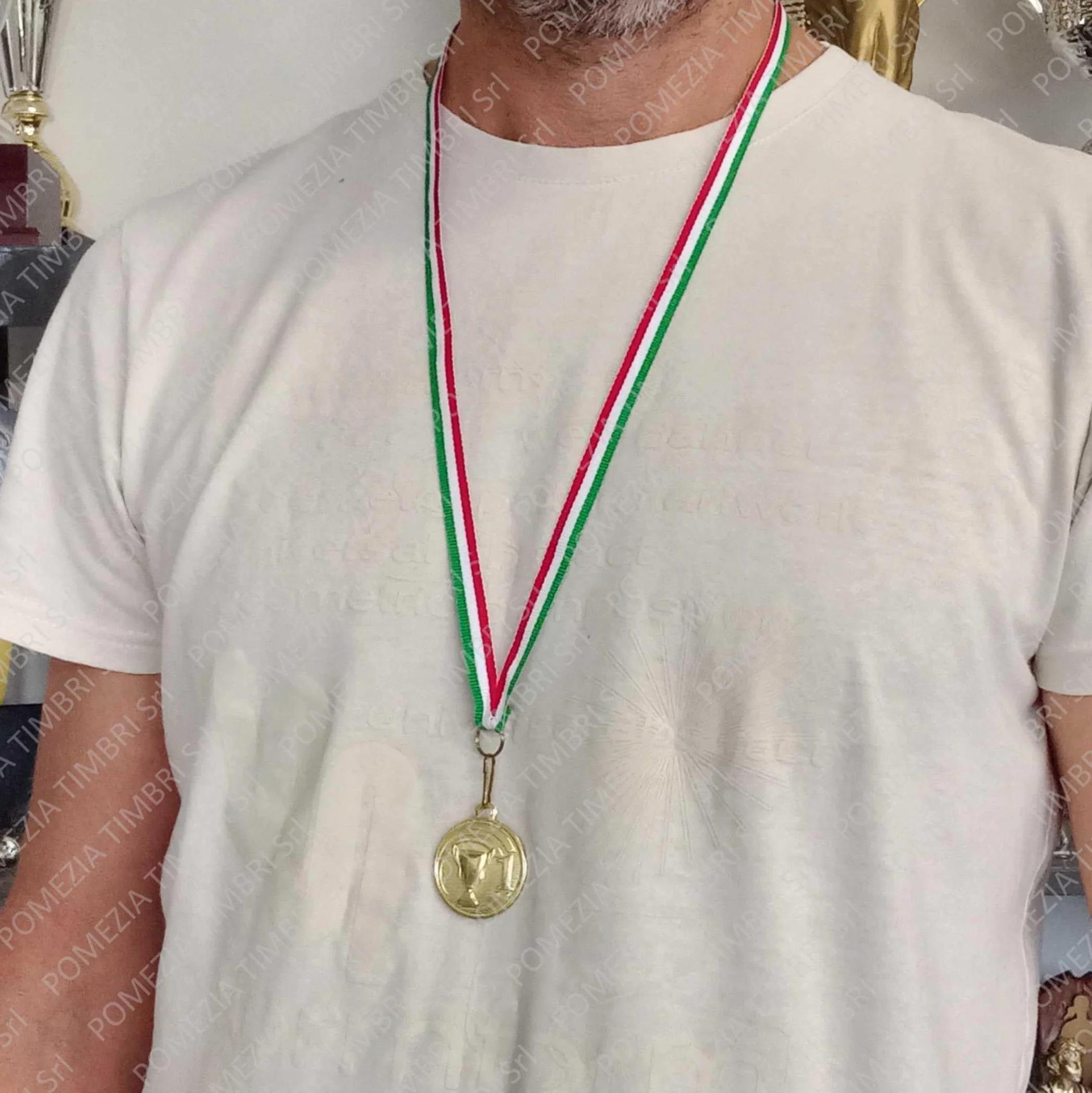 Medaglie premiazioni Sport in Metallo con Laccetto Tricolore Italia