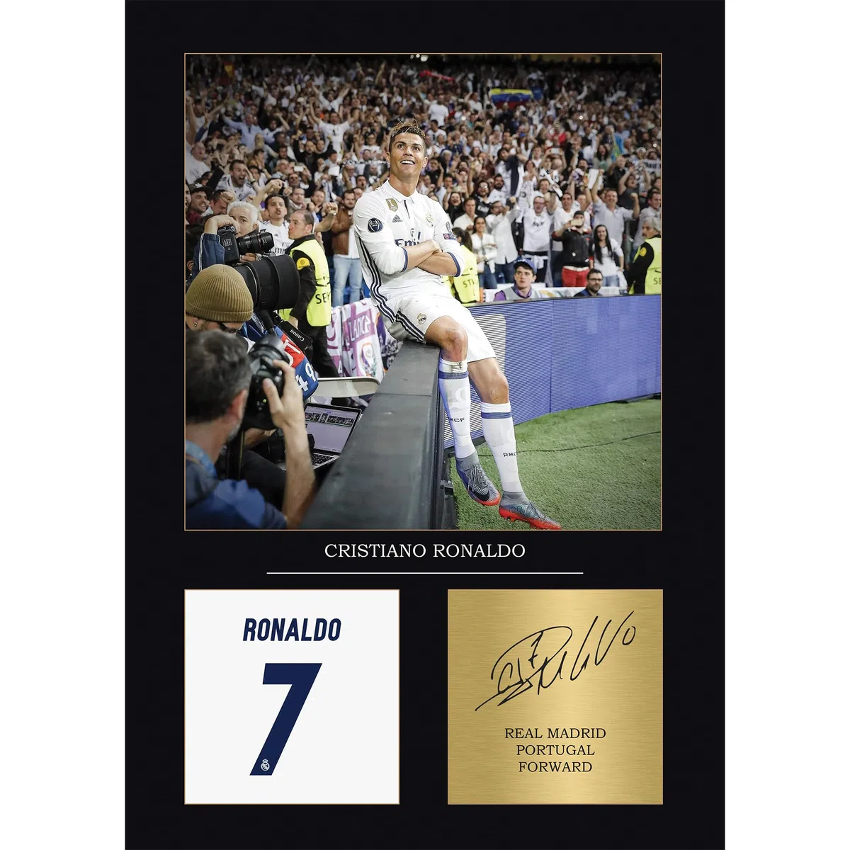 Cristiano Ronaldo Regalo Autografato A4 Stampa Espositore Senza Cornice Madrid Regali Riprodotti Digitalmente Firma Ronaldo Regali per Ragazzi CR7 Regali