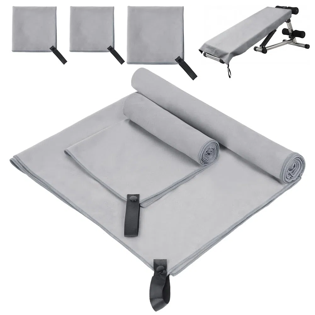 Aolso Set di 3 Asciugamani Microfibra, 160x80cm da Bagno Grande, 2 Pezzi 80x40cm Palestra, Asciugatura Rapida Asciugamano Palestra per Viaggi Spiaggia Yoga Sauna(Grigio)