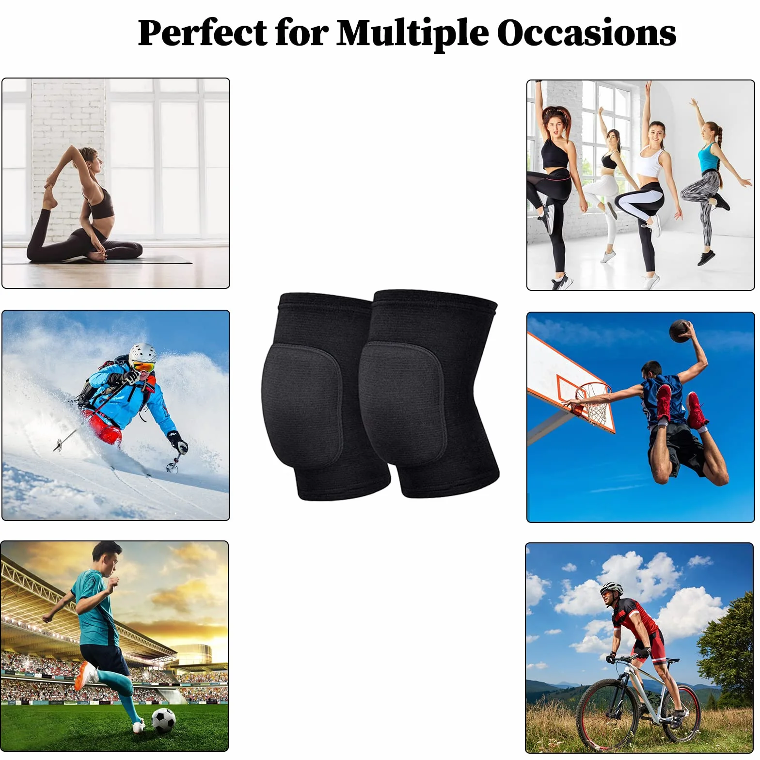 Ginocchiere Sportiva, Ginocchiere Elastiche Unisex, Ginocchiera Morbide, Protezione del Ginocchio Sport Elastiche Antiscivolo, Protezione del Ginocchio per Pallavolo Calcio Yoga Running Tennis (M)