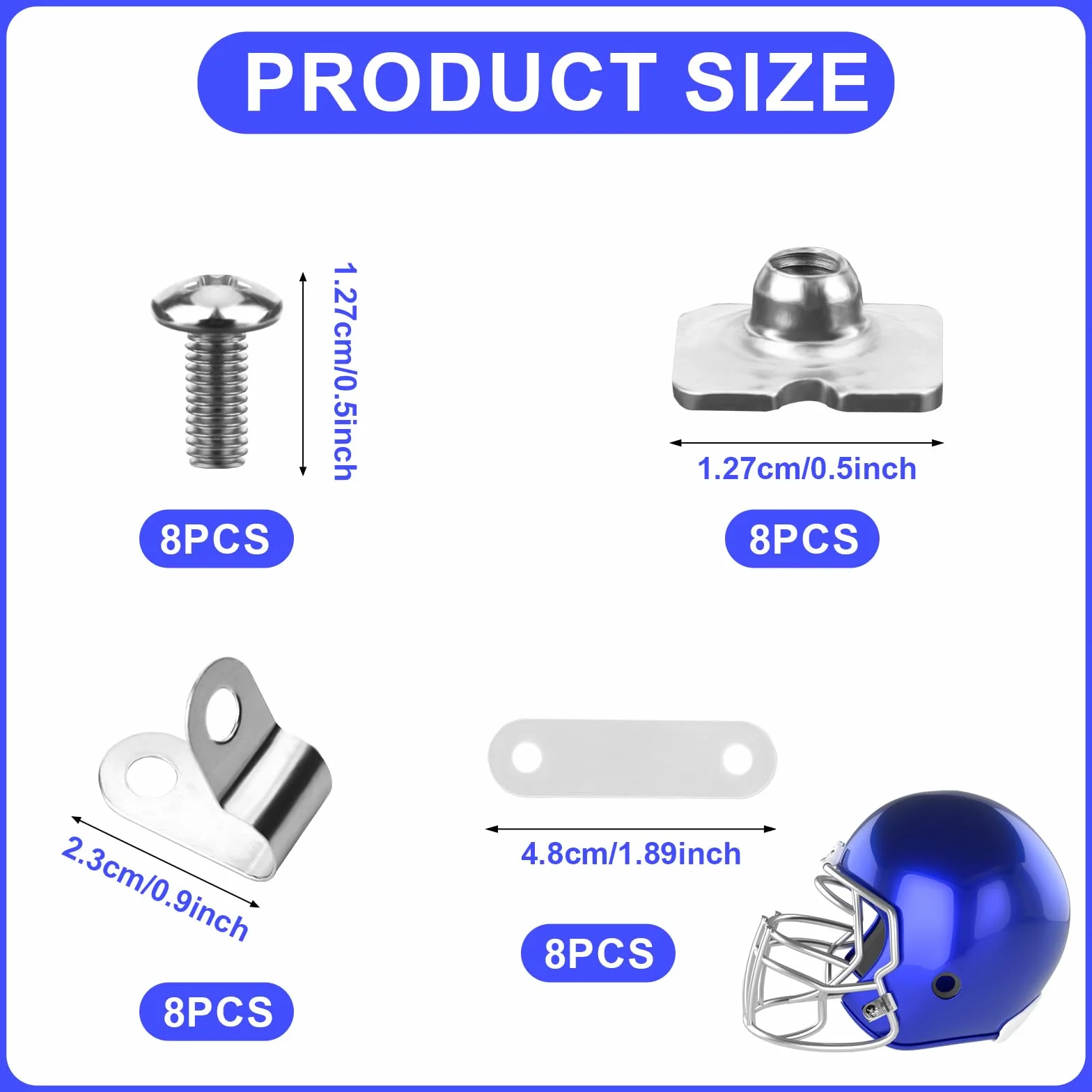 Kit Riparazione per Casco Football, Incluso Clip per Visiera da Football a Forma di R, Dadi, Viti, Guarnizione in Gomma, Baseball, Softball, Hockey, Kit Hardware per Casco da Football