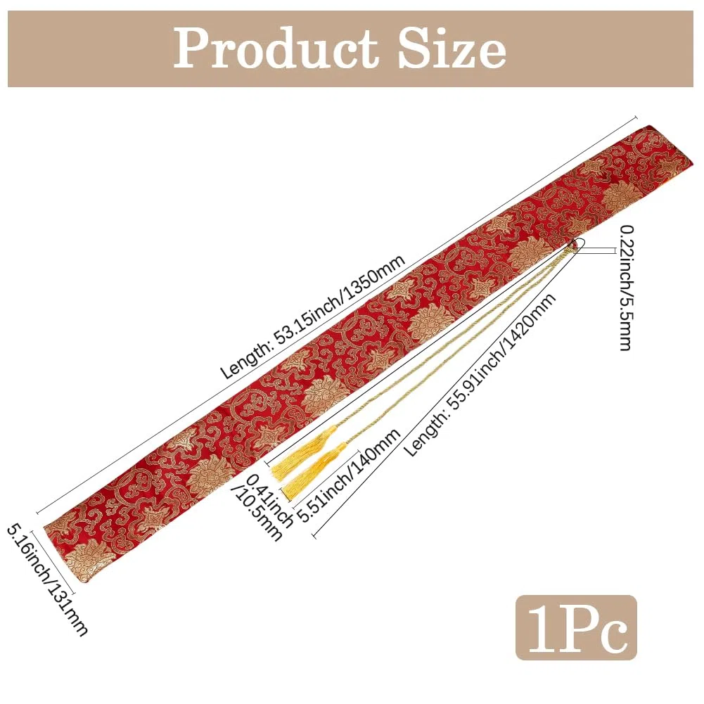 GORGECRAFT Borsa con Motivo A Spada da 135cm con Copertura in Nappa Dorata Custodia Spade da Samurai in Seta Rossa Custodia Fodero Spada Ninja Custodia Katana Cosplay Feste di Halloween