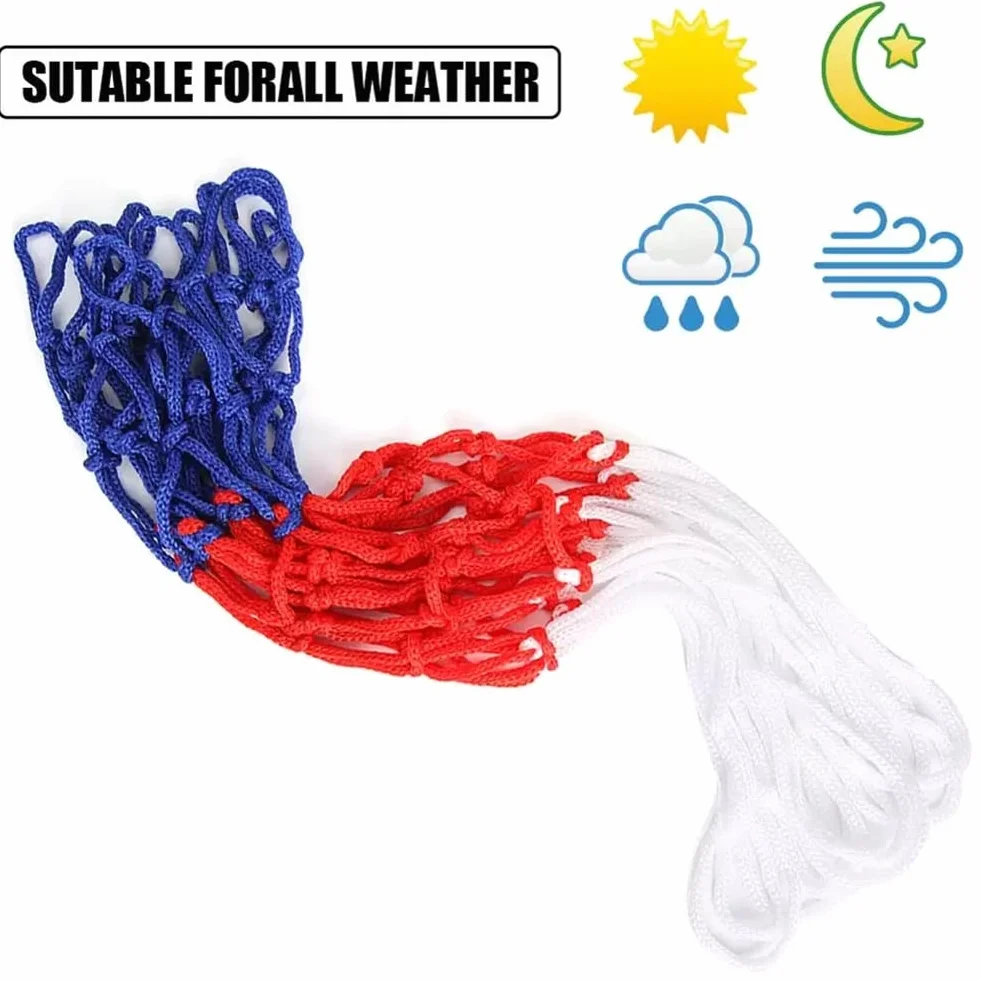 Rete per Canestro da Basket 2 Pezzi Ricambio Blu Rosso Bianco Interno Esterno